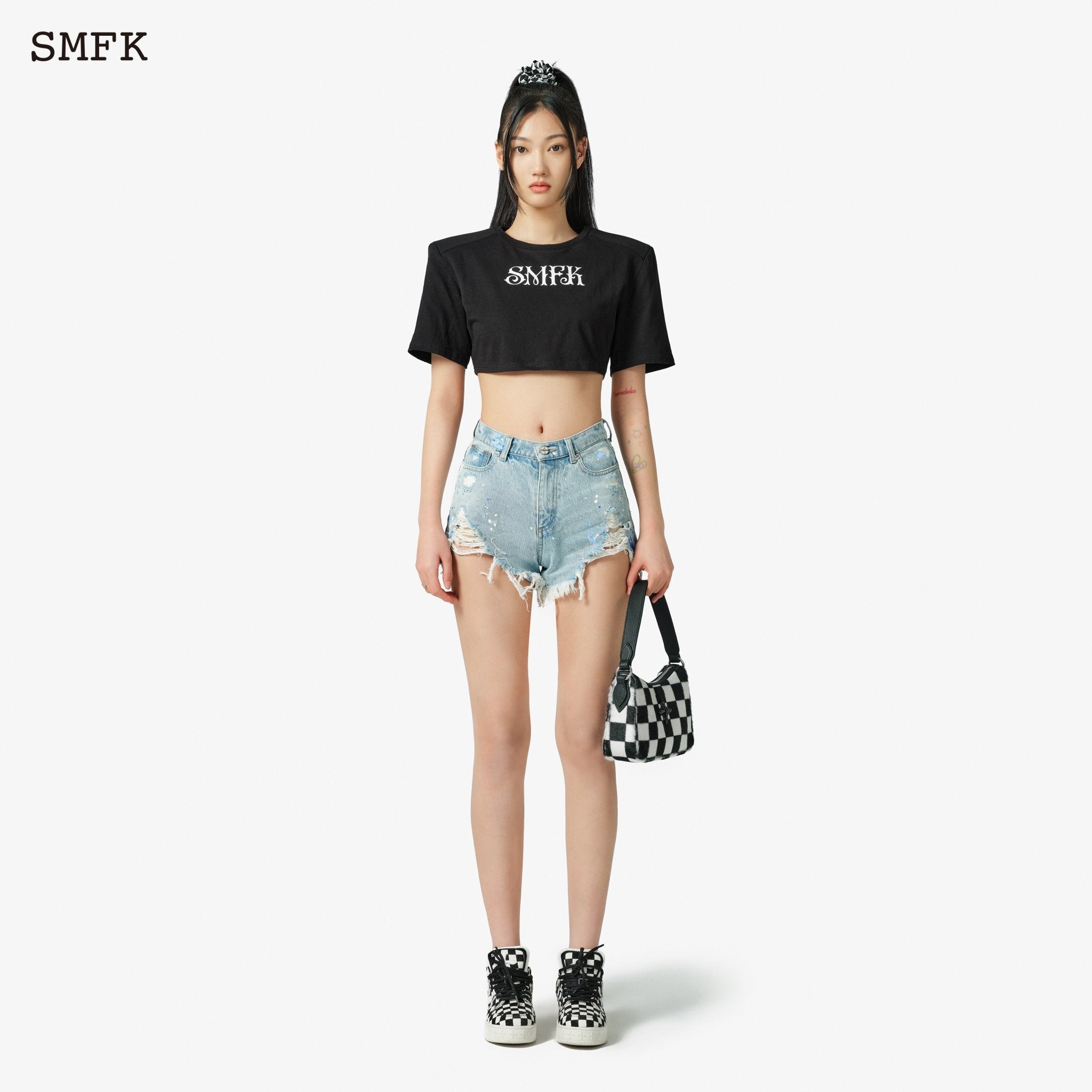 SMFK Compass Straight Leg Shorts Blue | MADA IN CHINA