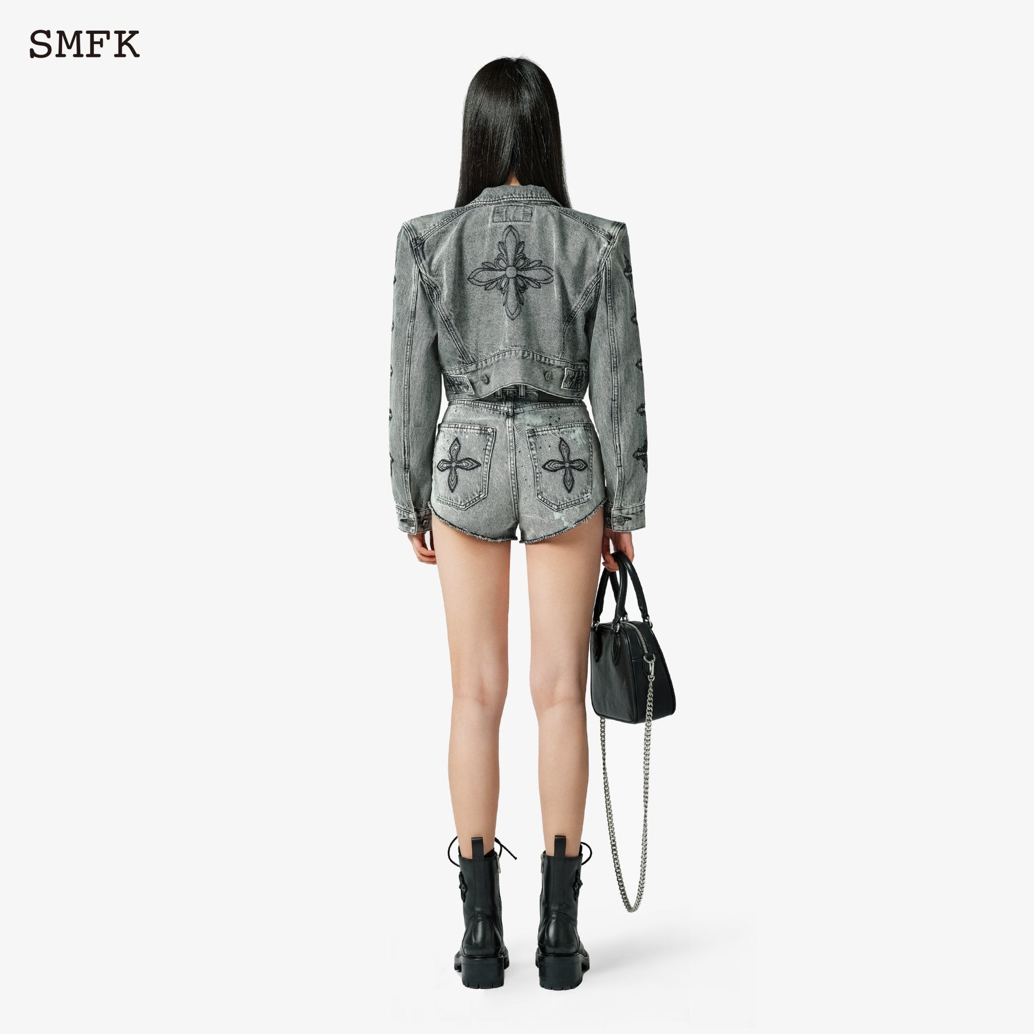 SMFK Compass Straight Leg Shorts Gray | MADA IN CHINA