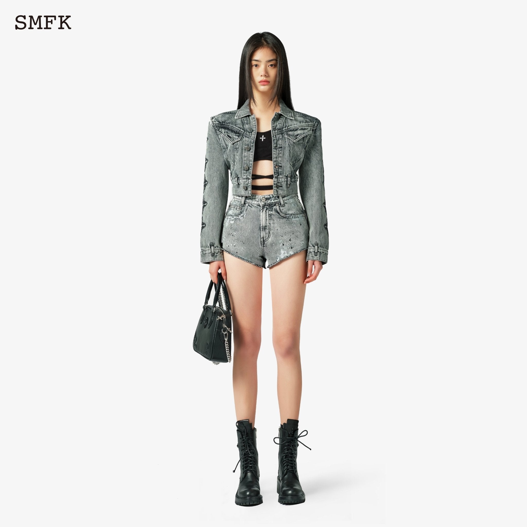 SMFK Compass Straight Leg Shorts Gray | MADA IN CHINA