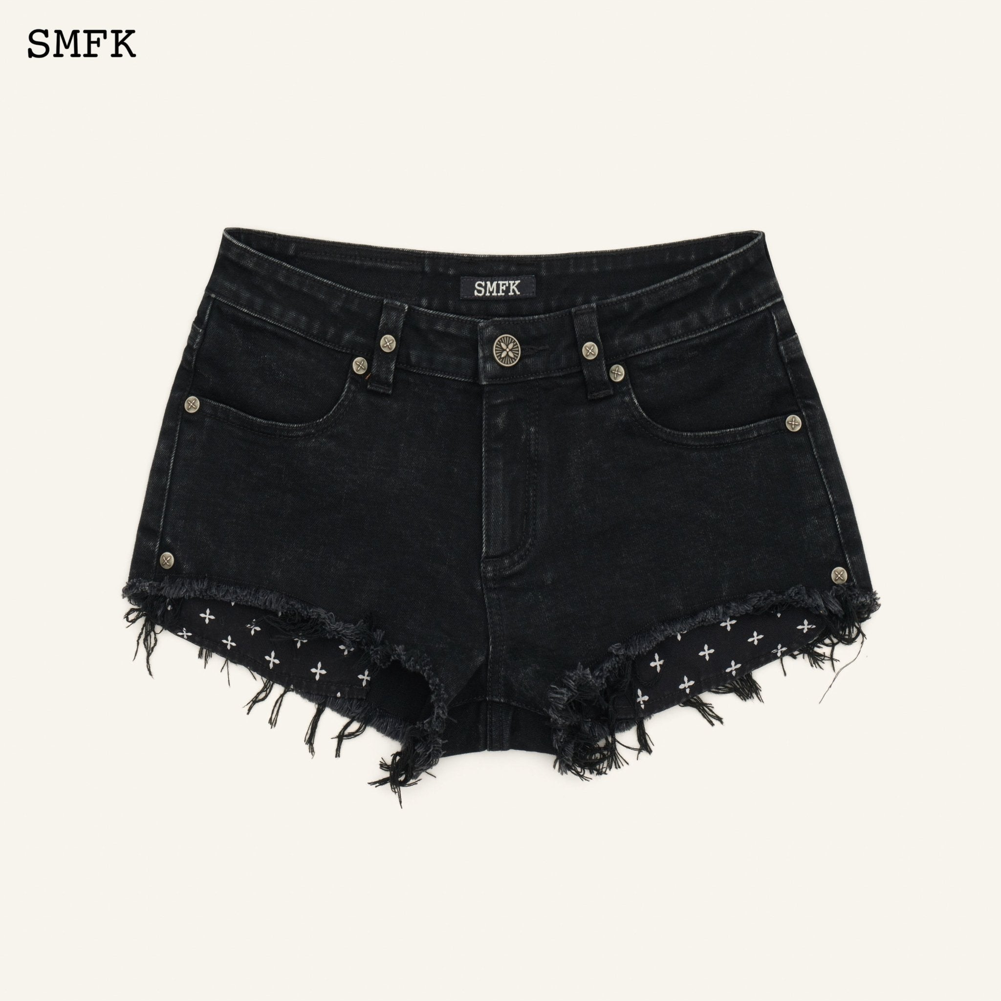 SMFK Compass Tarpan Low-rise Black Short Jeans | MADA IN CHINA