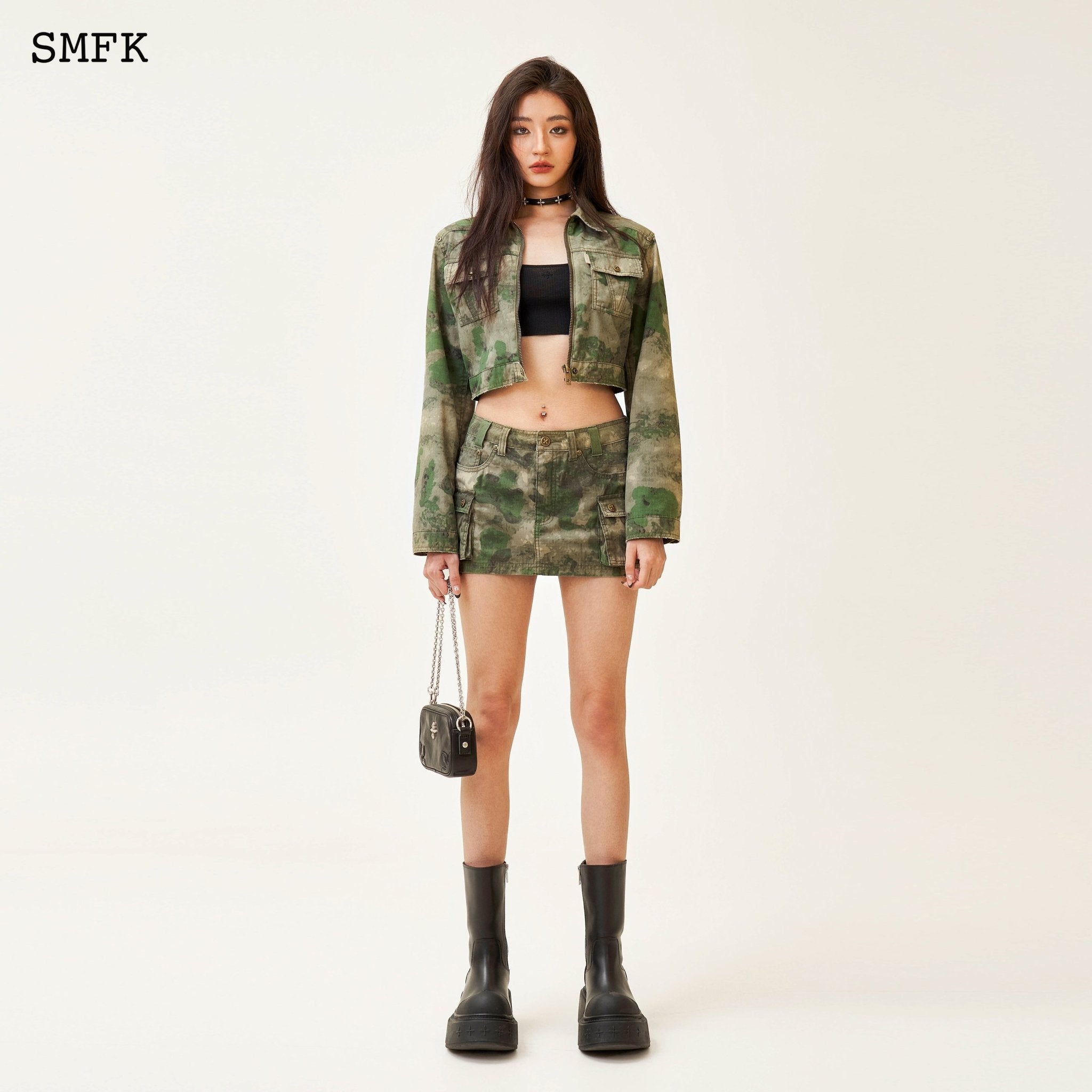 SMFK Compass Viper Green Camouflage Workwear Mini Skirt | MADA IN CHINA