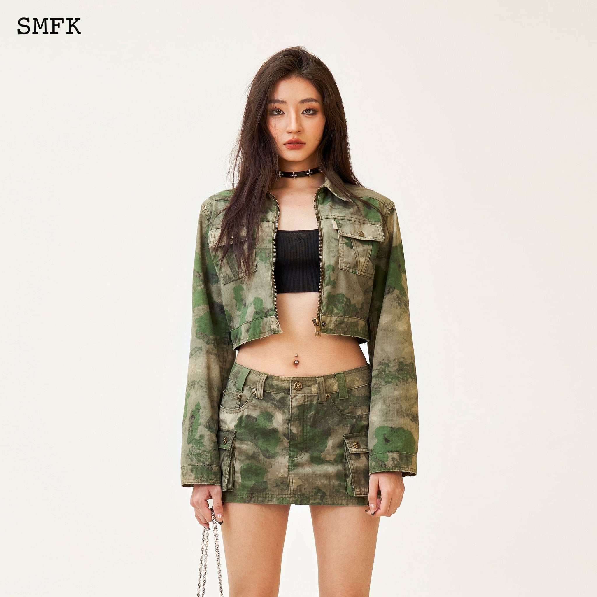 SMFK Compass Viper Green Camouflage Workwear Mini Skirt | MADA IN CHINA