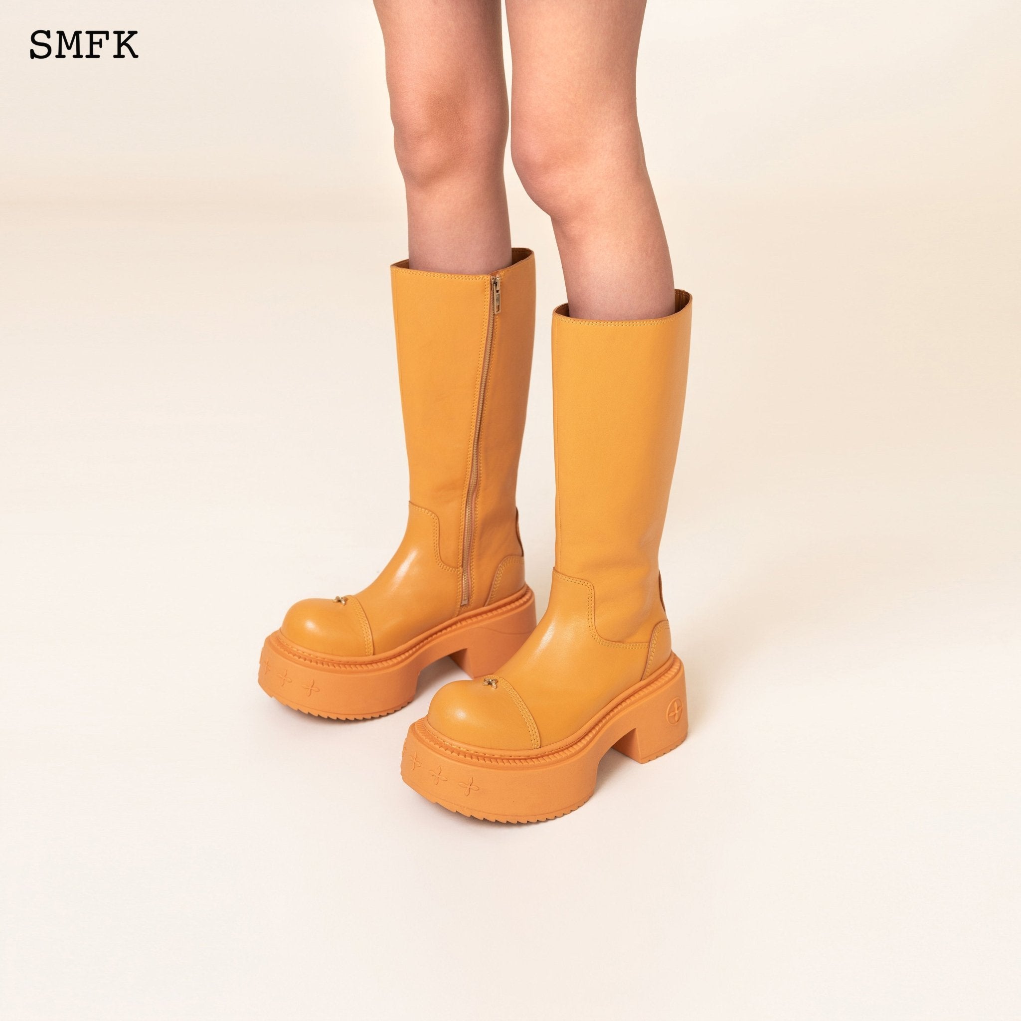 SMFK Compass Wild Medium Riding Boots In Ginger | MADA IN CHINA