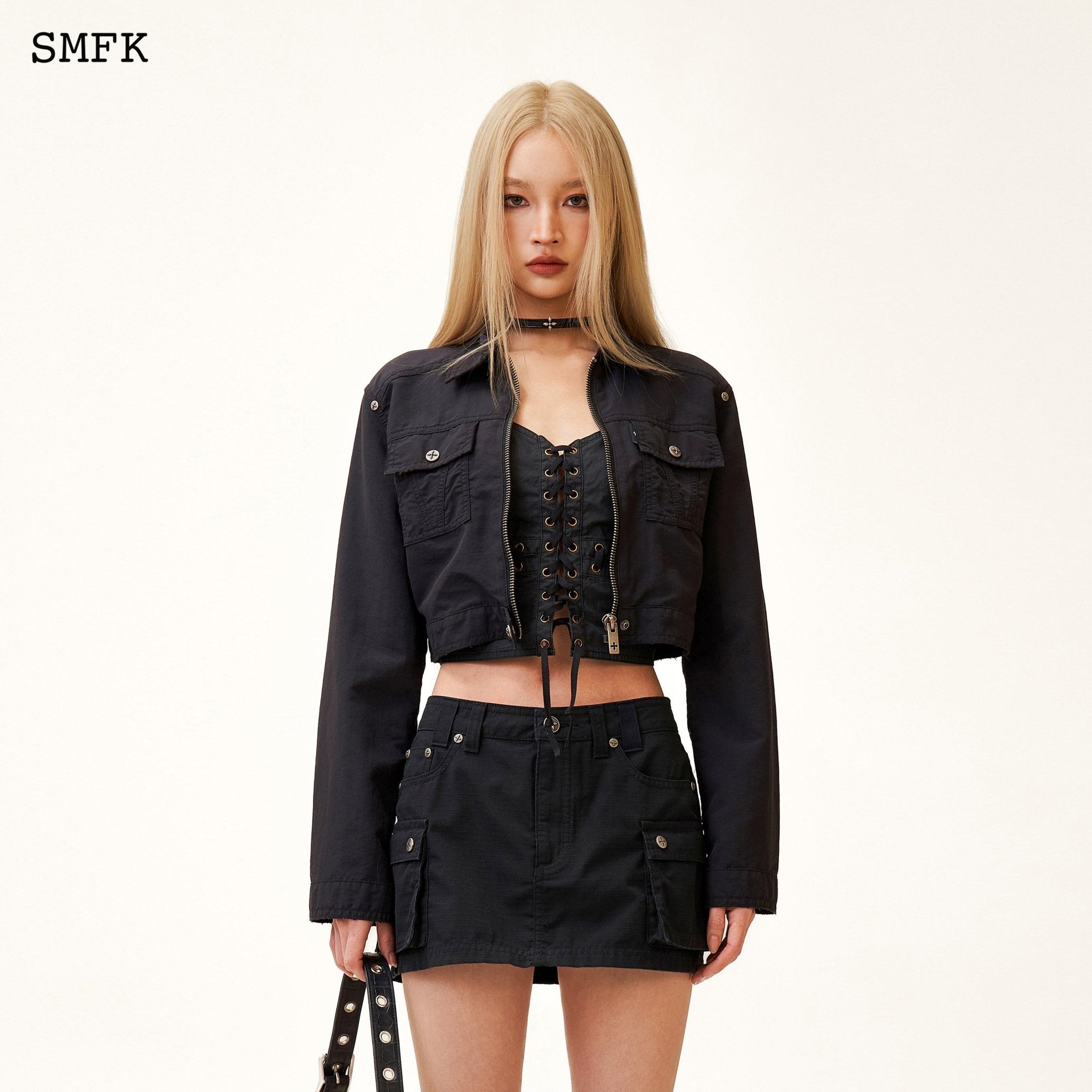 SMFK Compass Wild Tarpan Workwear Black Mini Skirt | MADA IN CHINA