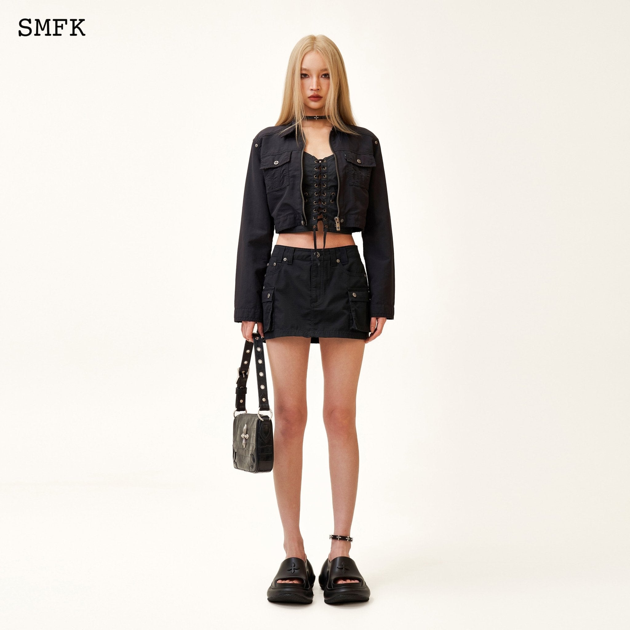 SMFK Compass Wild Tarpan Workwear Black Mini Skirt | MADA IN CHINA