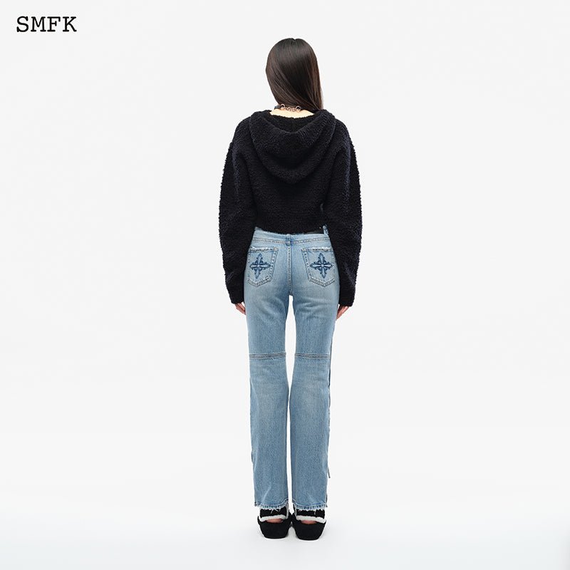 SMFK Compass Wool Knit Short Hoodie | MADA IN CHINA