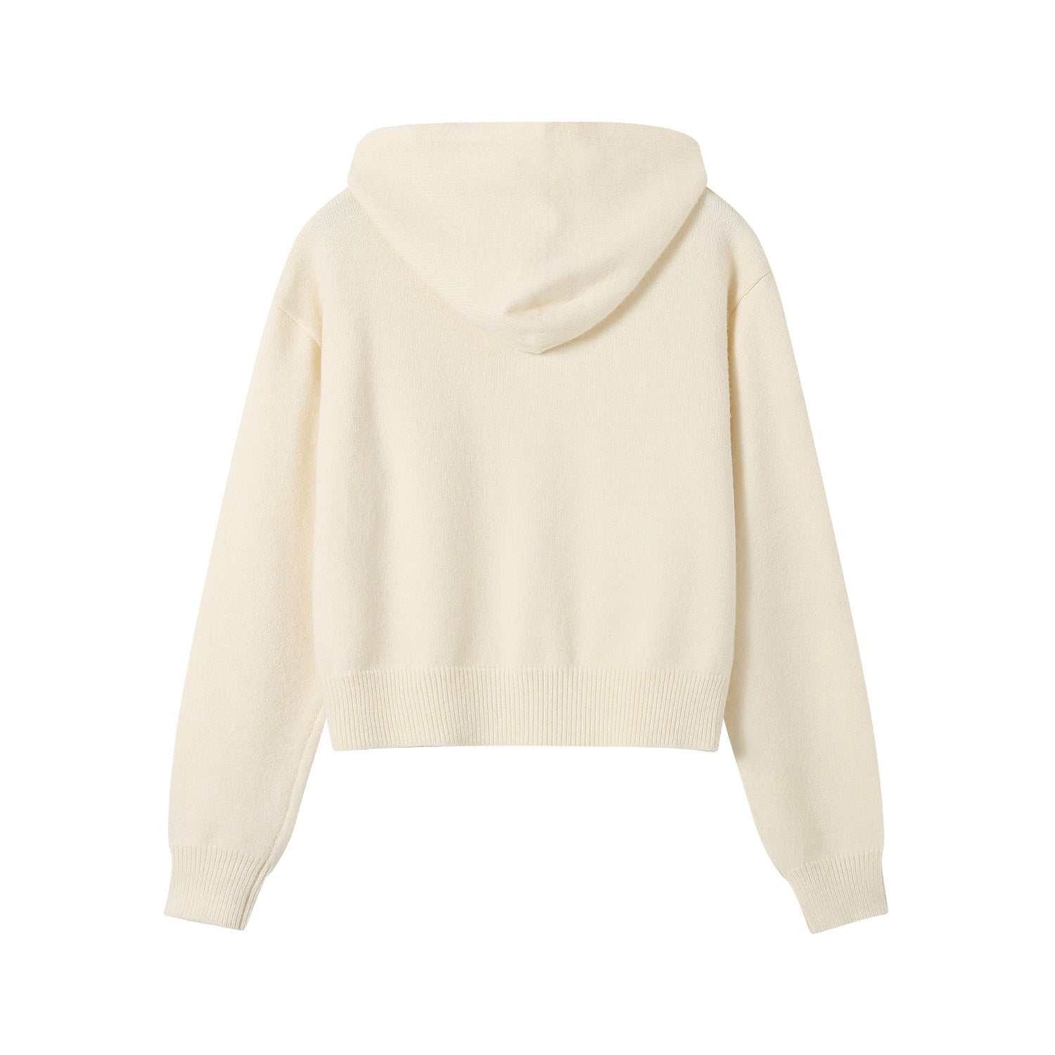 SOMESOWE Cream Hooded Knit Short Cardigan | MADA IN CHINA