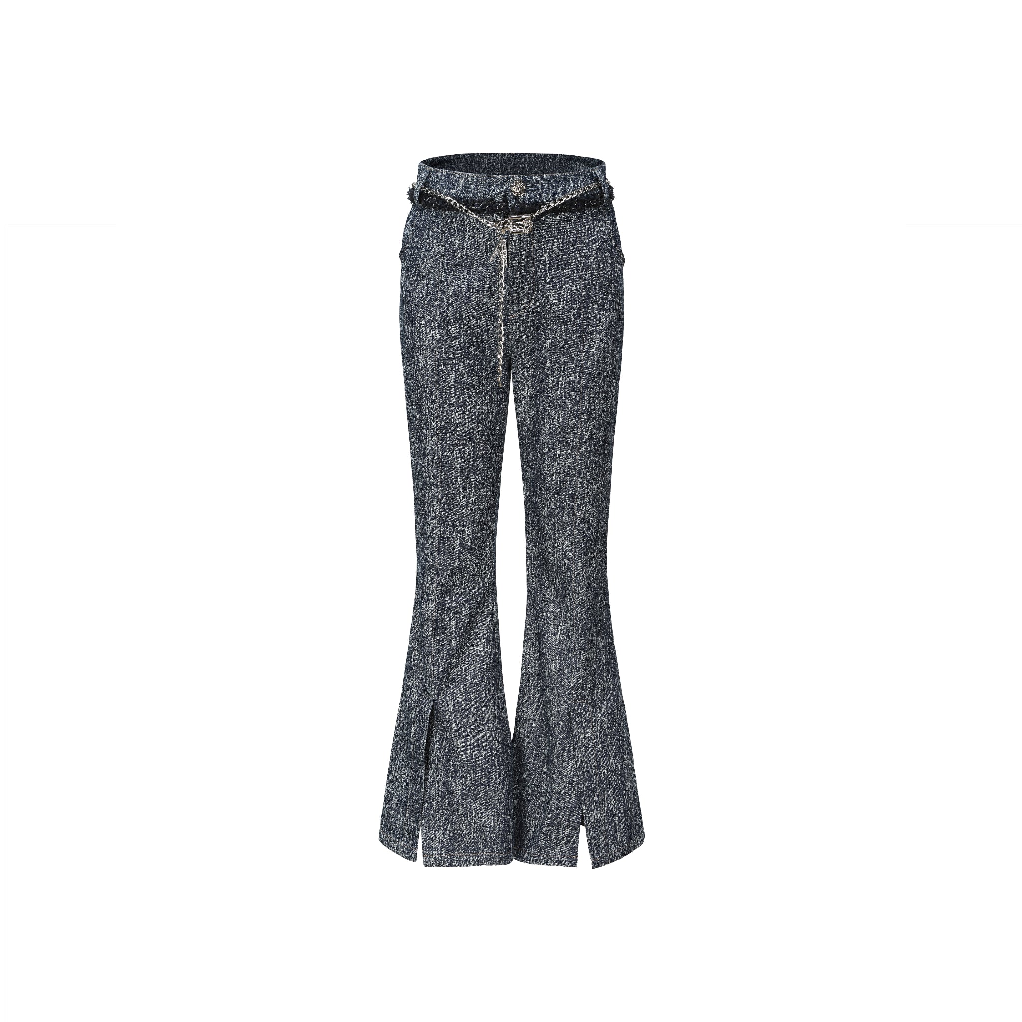 ARTE PURA Dark Blue Denim Flared Trousers | MADA IN CHINA