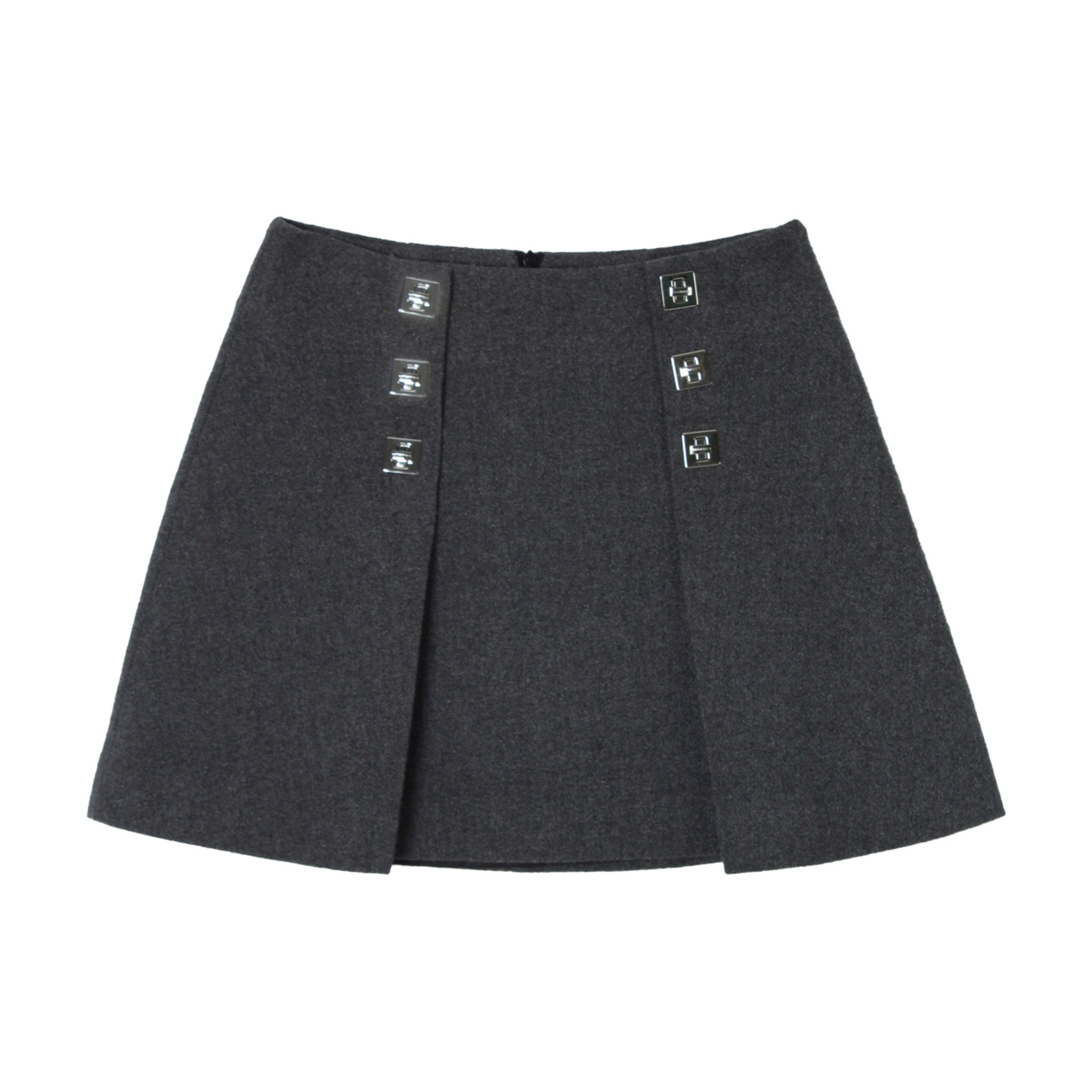 CALVIN LUO Dark Gray Square Screw Lock A-line Skirt | MADA IN CHINA