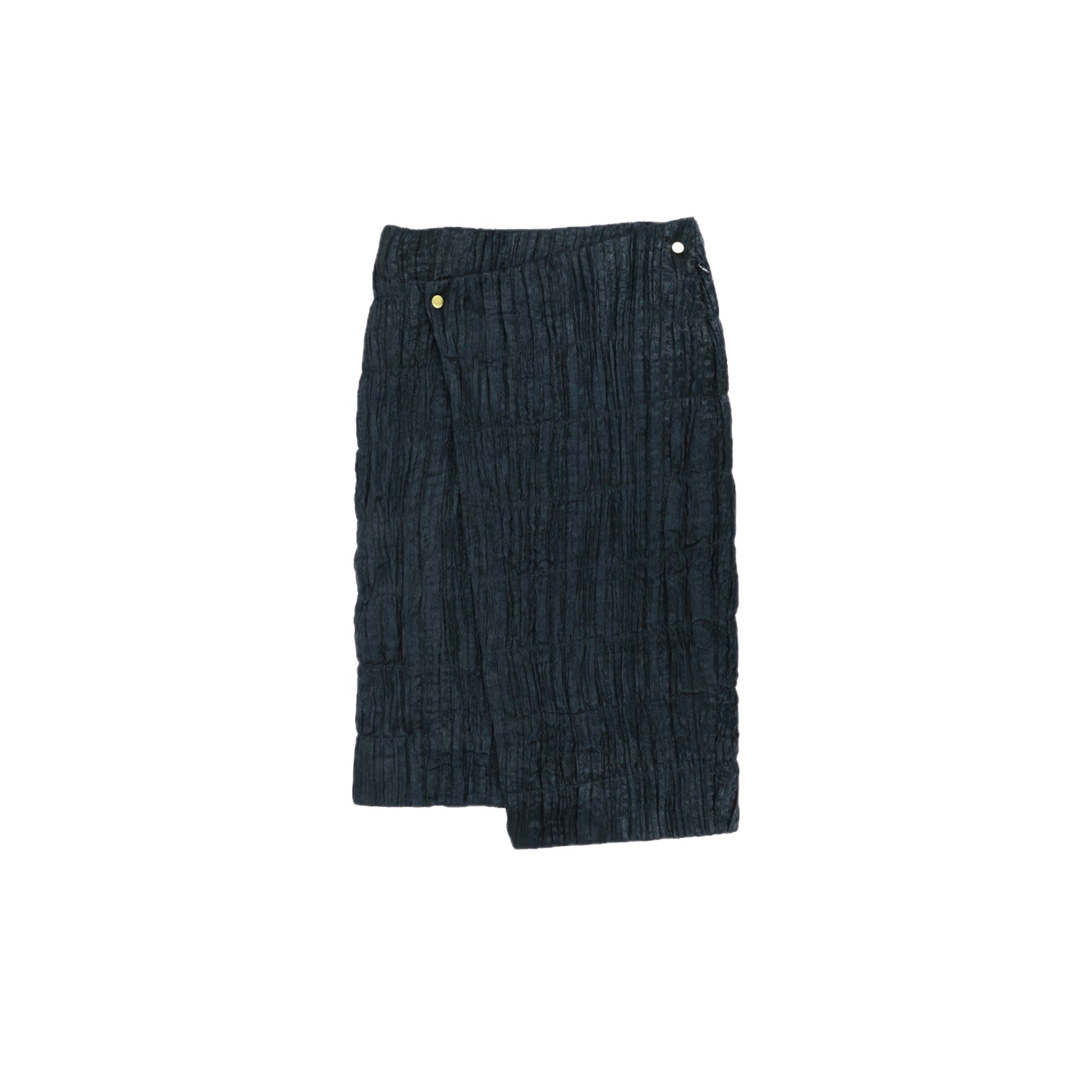 ilEWUOY Dark Green Pleated Quilted Cotton Wrap Skirt | MADA IN CHINA