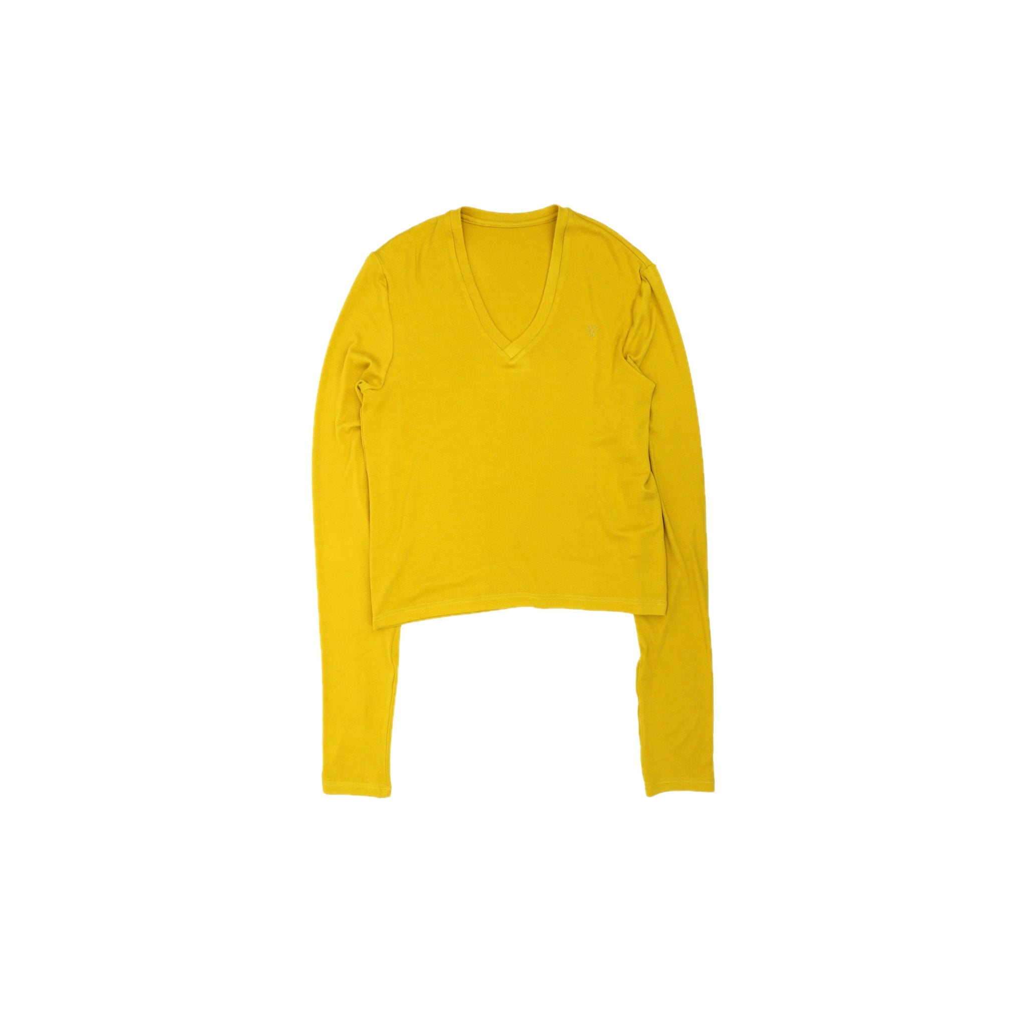 ilEWUOY DeRong V-neck Long-sleeved T-shirt in Yellow | MADA IN CHINA