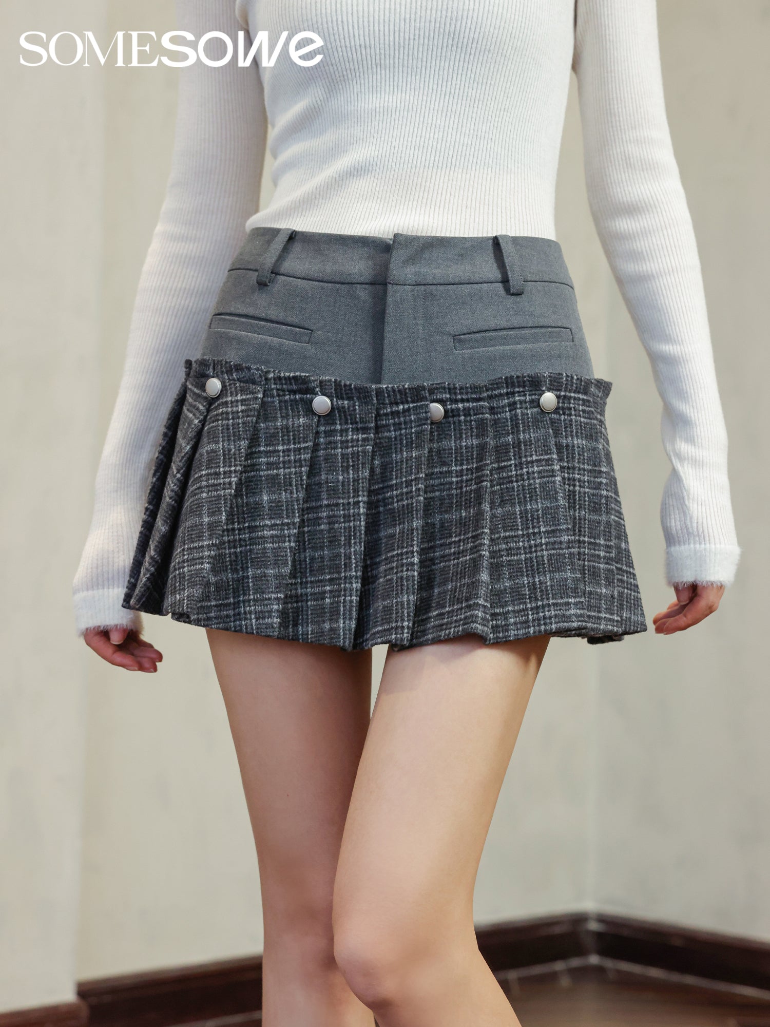 SOMESOWE Detachable Checkered Shorts | MADA IN CHINA