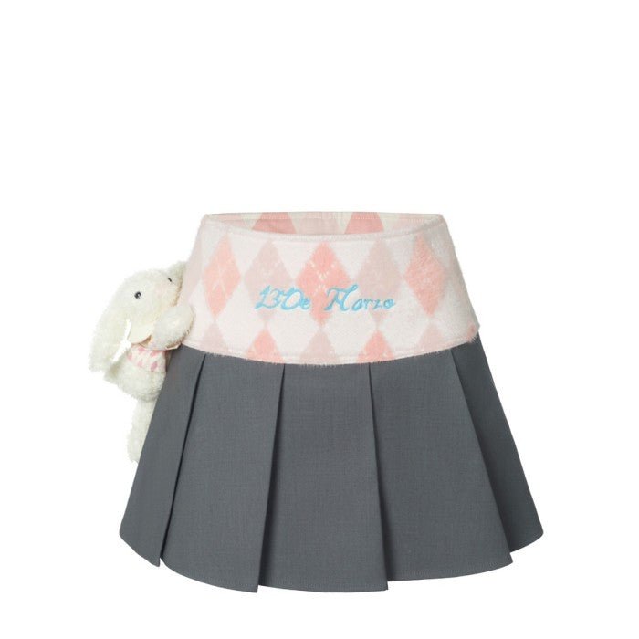 13 DE MARZO Diamond Check Pleated Skirt Steel Grav | MADA IN CHINA