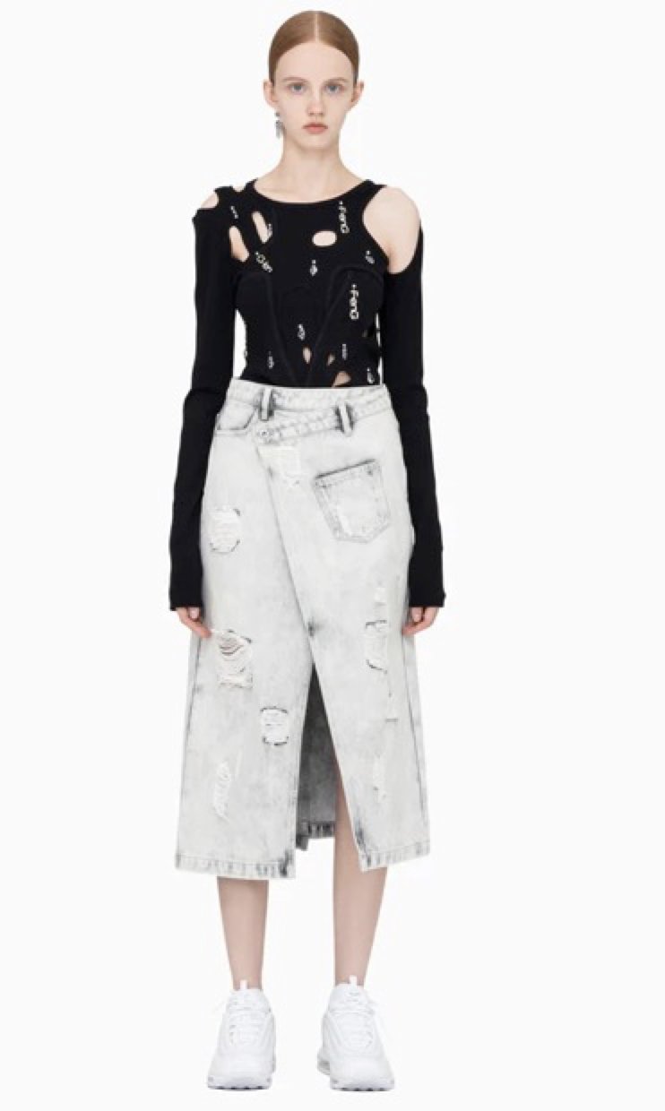 FENGCHEN WANG Distressed Denim Skirt | MADA IN CHINA