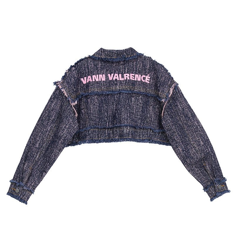 VANN VALRENCÉ Distressed Raw Edge Short Denim Jacket | MADA IN CHINA