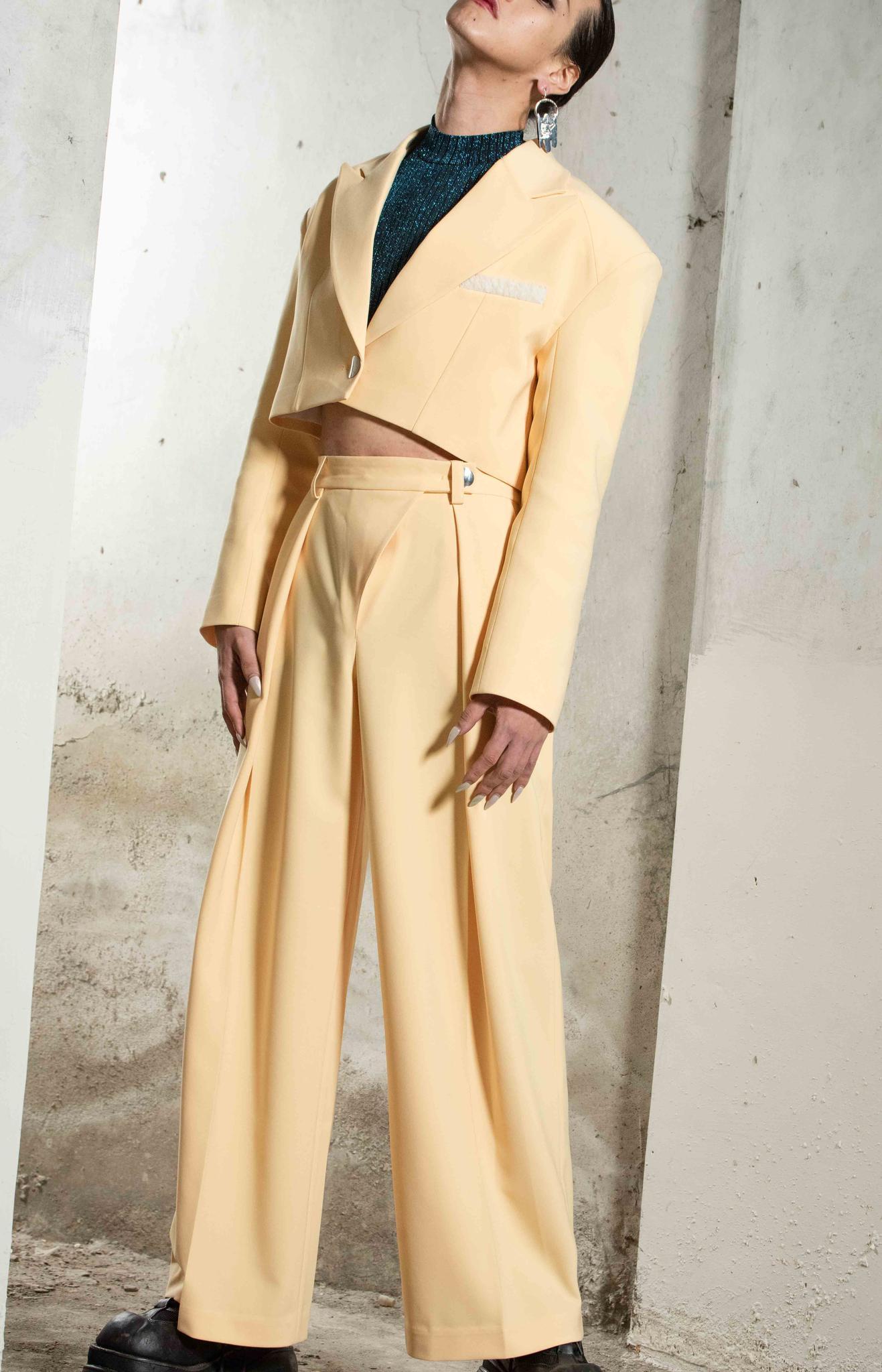 RAY CHU Double Pleat Trouser Lemon | MADA IN CHINA