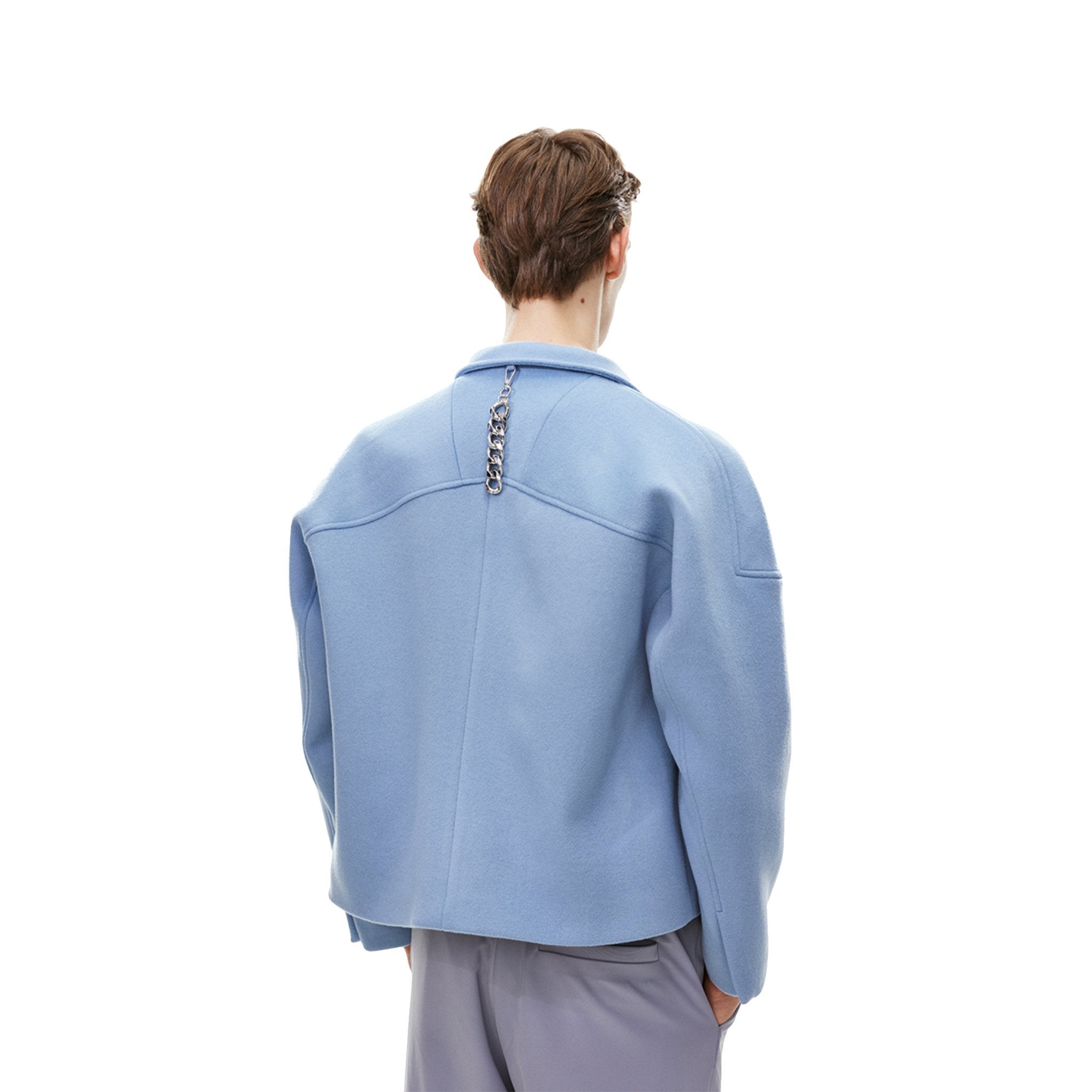 Unawares Double Row Custom Adjustable Button Short Woolen Jacket Blue | MADA IN CHINA