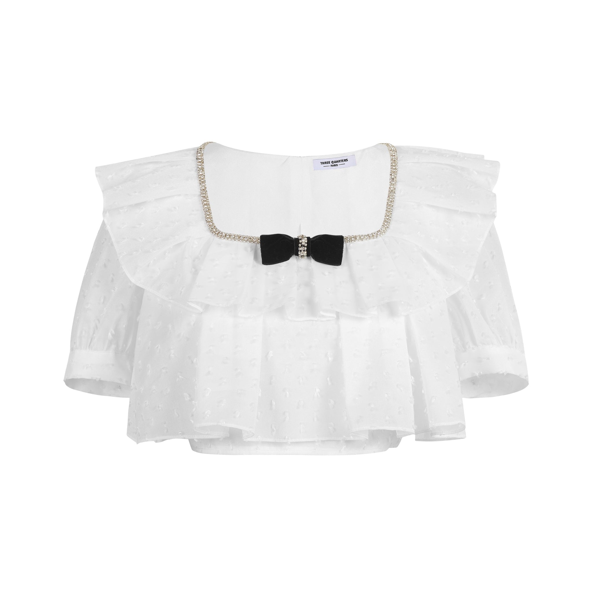 THREE QUARTERS Elegant White Top | MADA IN CHINA