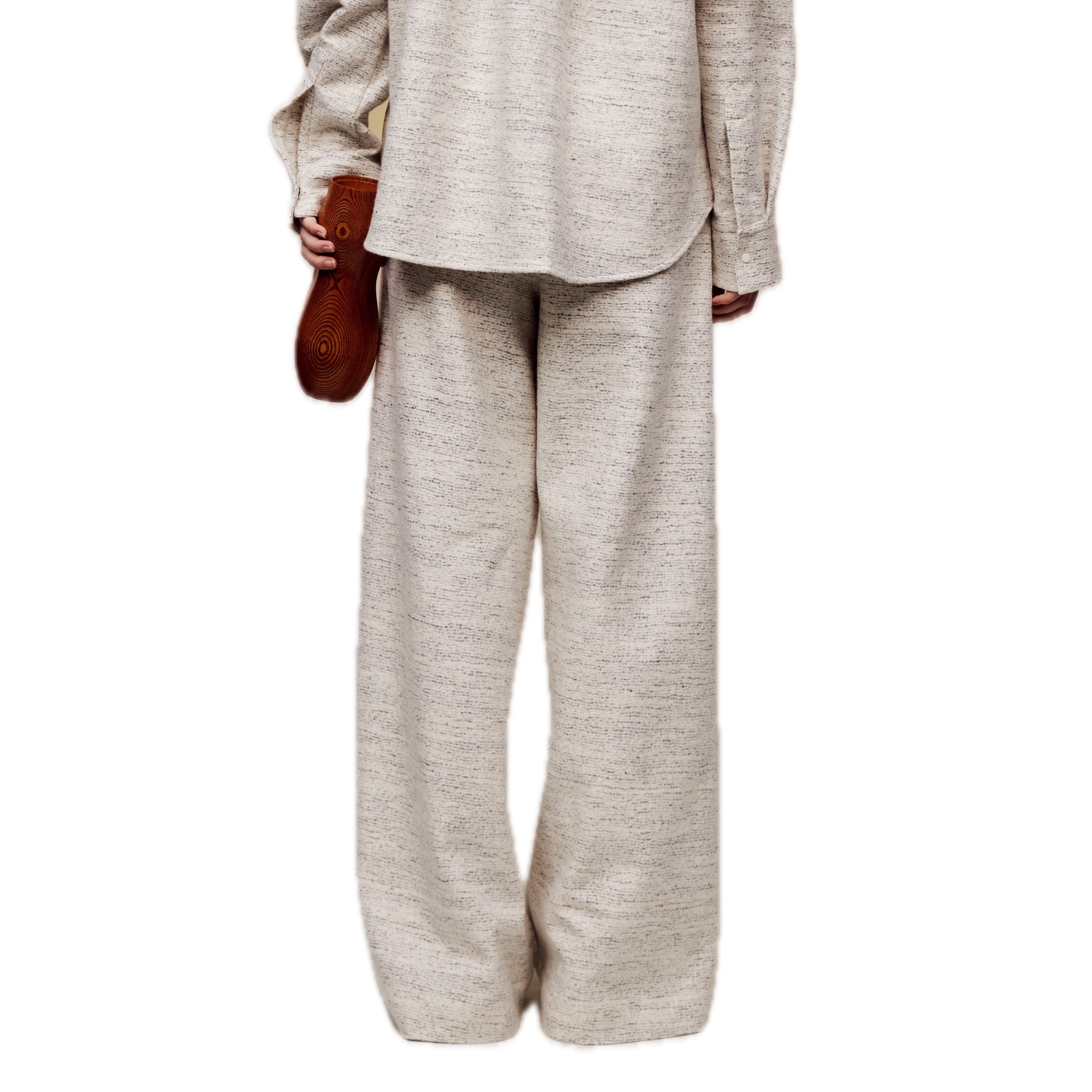 ilEWUOY Floral Wool Wide-leg Pants in Grey | MADA IN CHINA