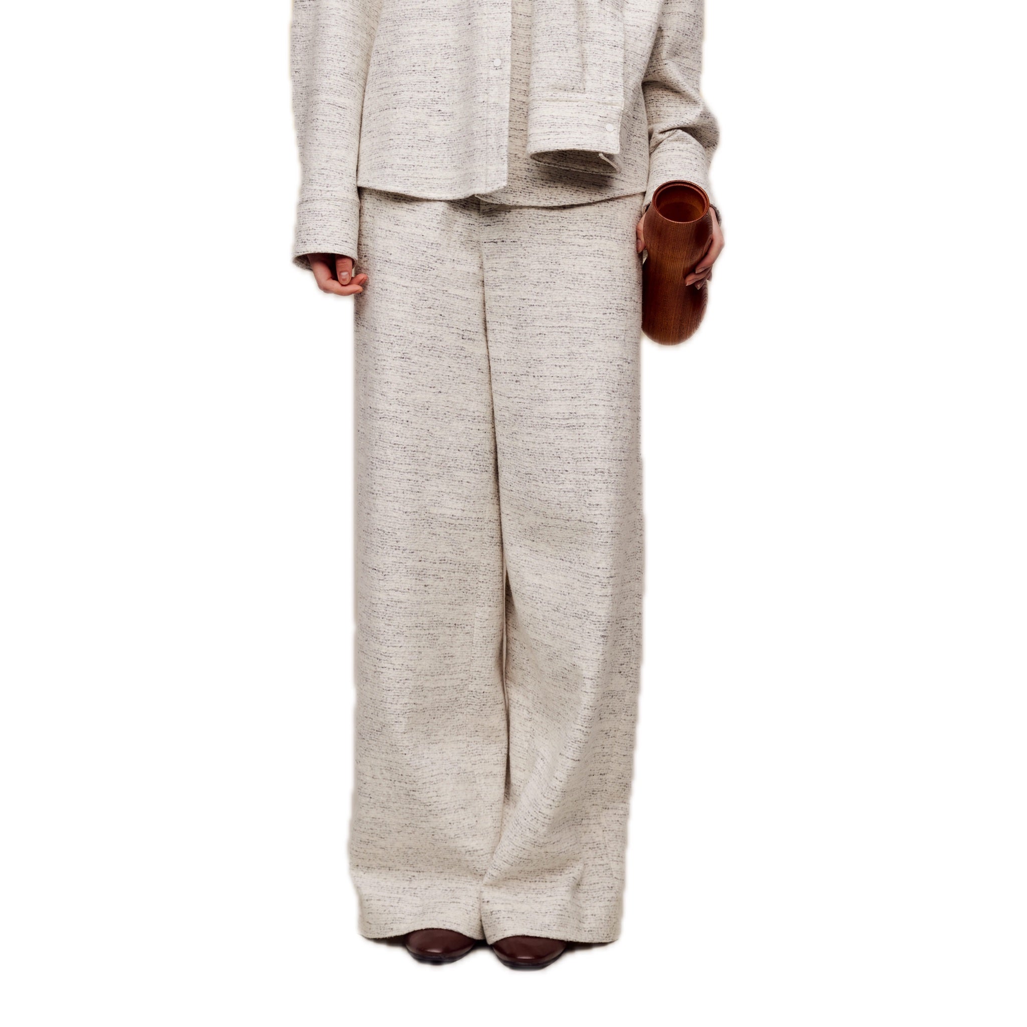 ilEWUOY Floral Wool Wide-leg Pants in Grey | MADA IN CHINA