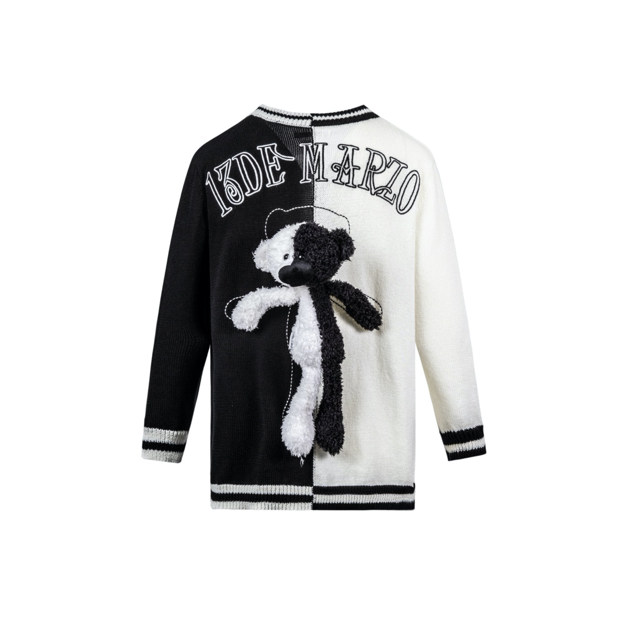 13 DE MARZO Fluorescence Monochrome Palda Bear Cardigan Black | MADA IN CHINA