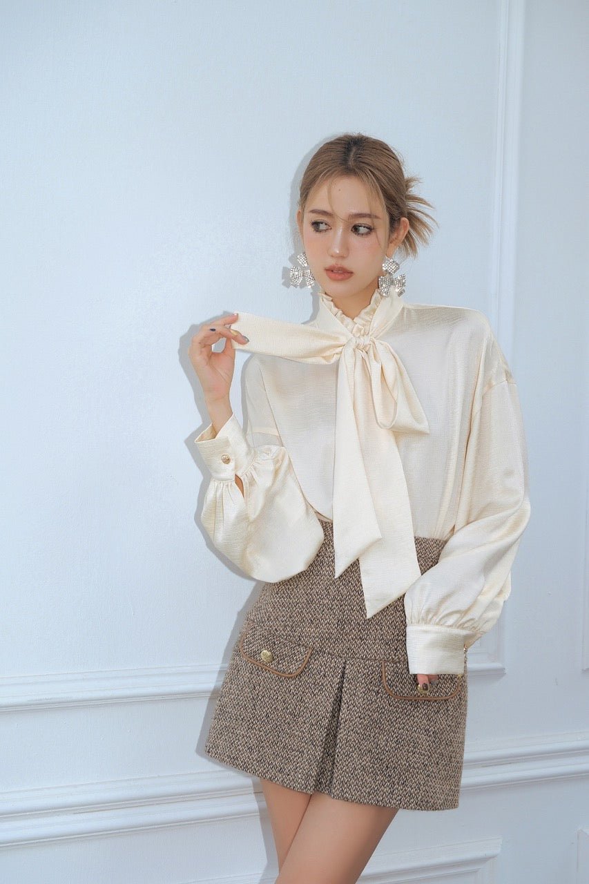 DIANA VEVINA French Champagne Bow Shirt | MADA IN CHINA