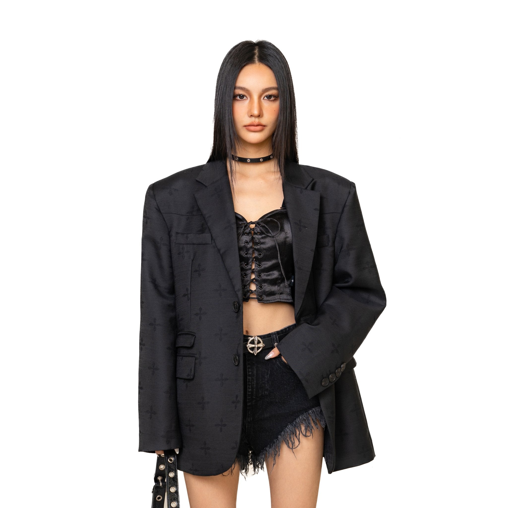 SMFK Garden Black Woolen Oversize Suit | MADA IN CHINA