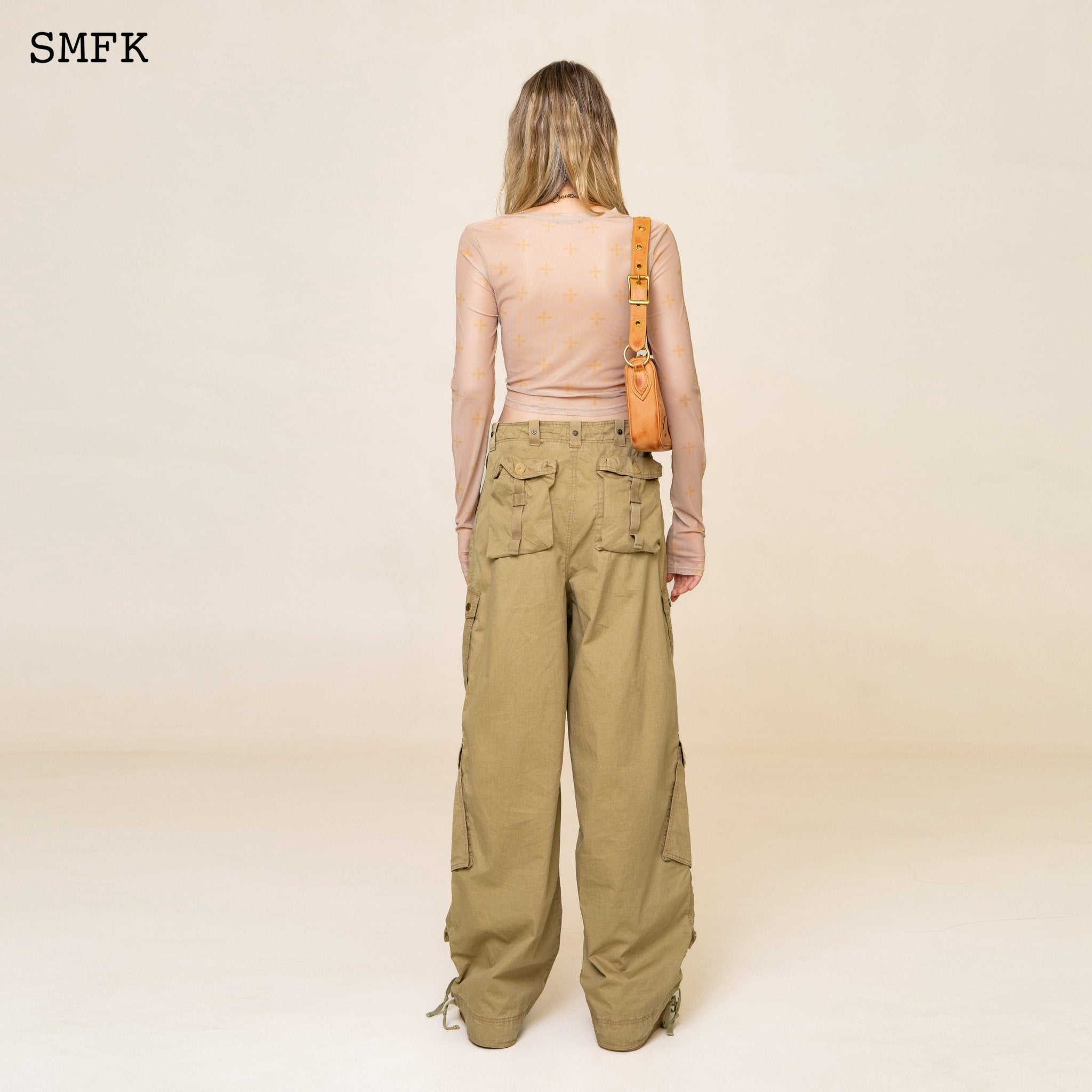 SMFK Garden Desert Mesh Tights Top In Khaki | MADA IN CHINA