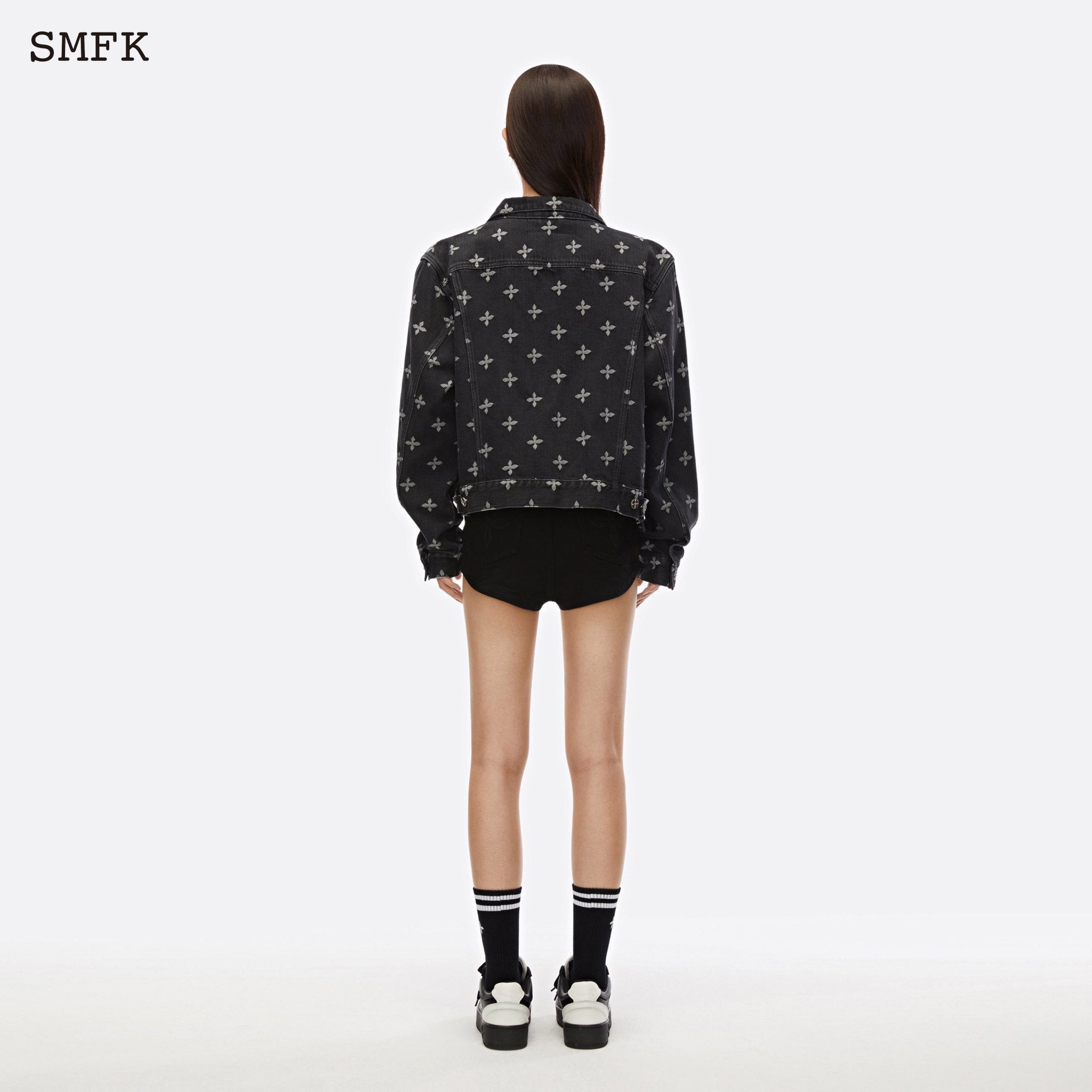 SMFK Garden Jacquard Denim Short Jacket Black | MADA IN CHINA