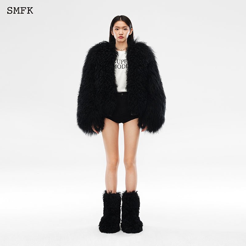 SMFK Gemini Fur Aviator Jacket Black | MADA IN CHINA