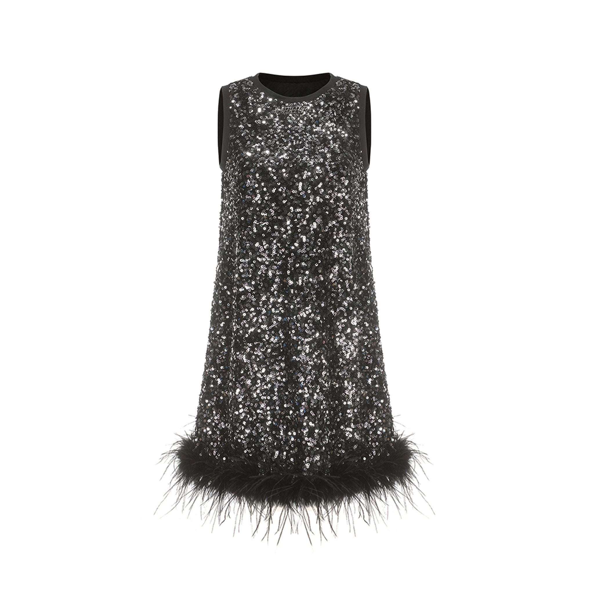 ARTE PURA Gold Sequin Fur Sundress | MADA IN CHINA