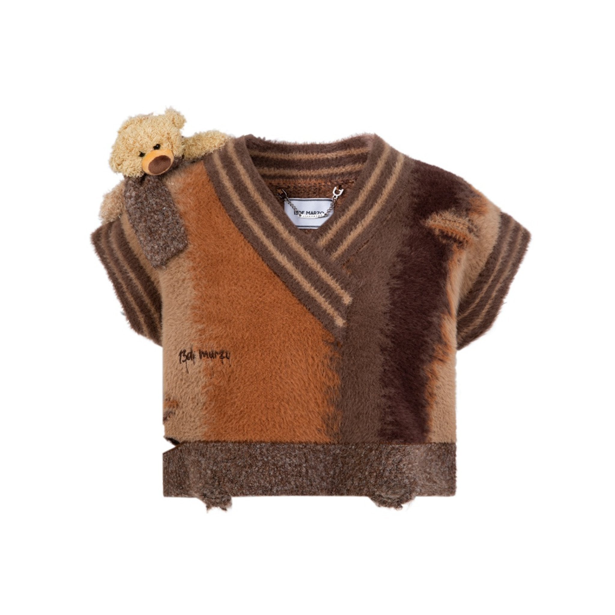 13DE MARZO Gradient Furry Vest Iced Coffee | MADA IN CHINA