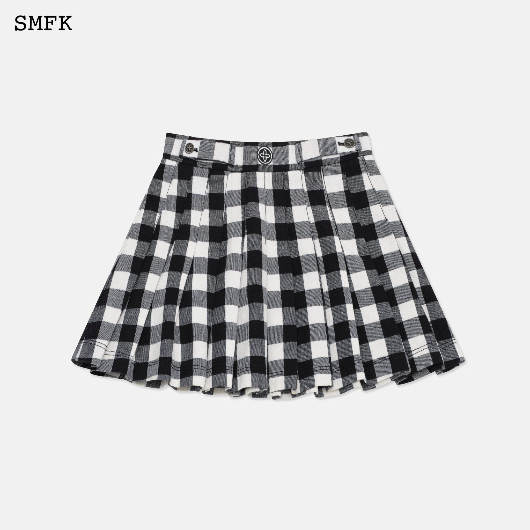 SMFK Grassland Black And White Checkered Pleated Skirt | MADA IN CHINA