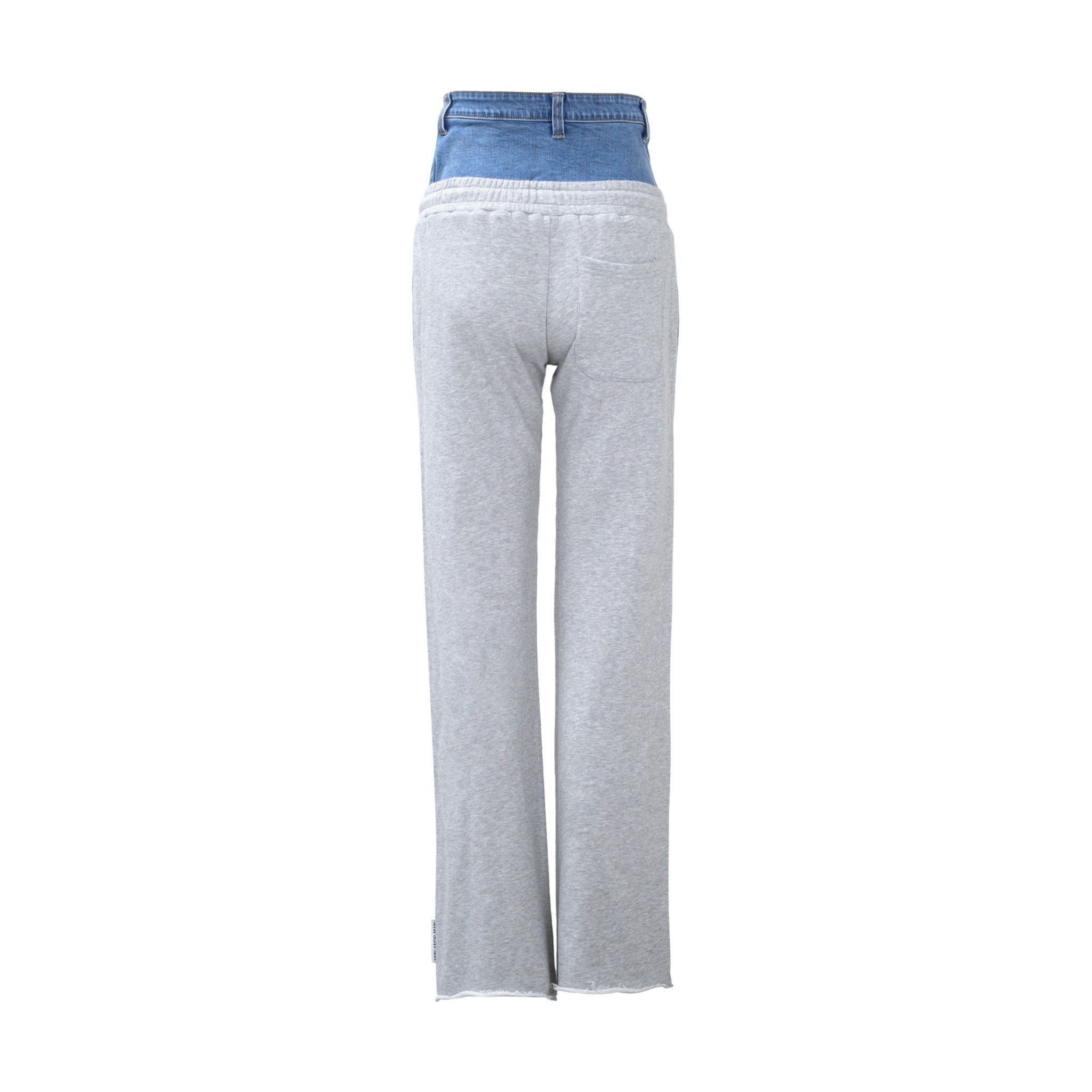 ANN ANDELMAN Gray Patchwork Denim Double Waist Sweatpants | MADA IN CHINA