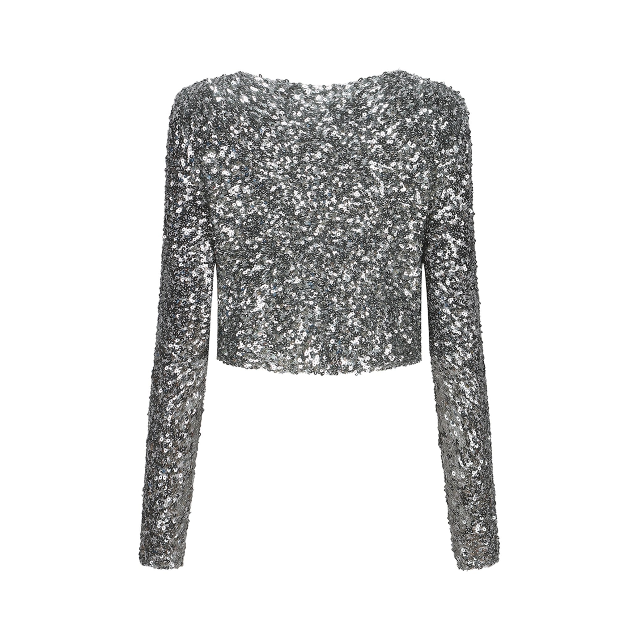 ARTE PURA Gray Sequined Bow Cardigan | MADA IN CHINA