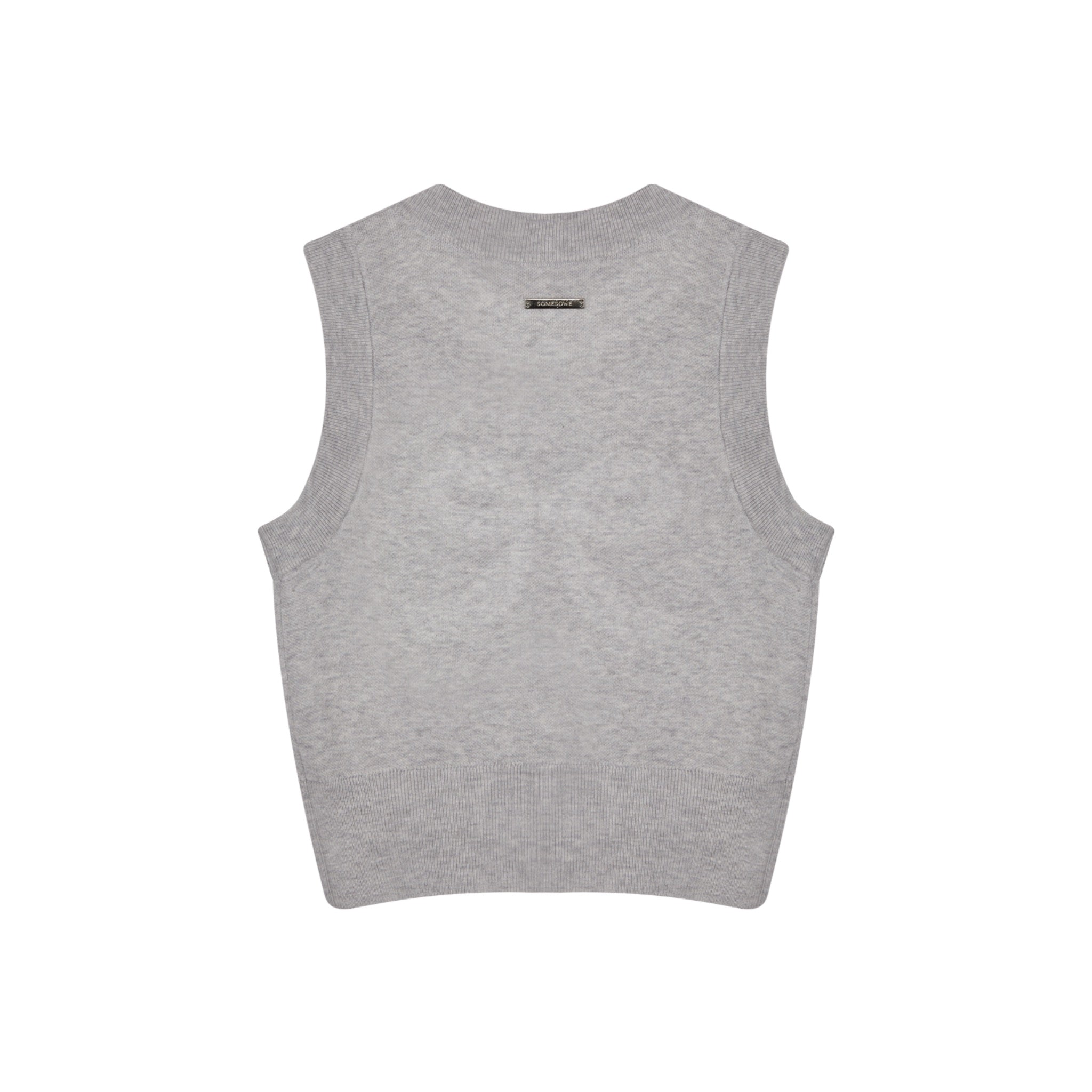 SOMESOWE GrayEmbroidered Bow Knit Vest | MADA IN CHINA