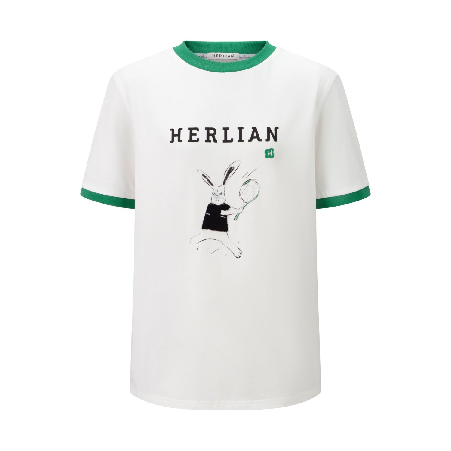 HERLIAN Green And White Tennis Rabbit T-shirt | MADA IN CHINA