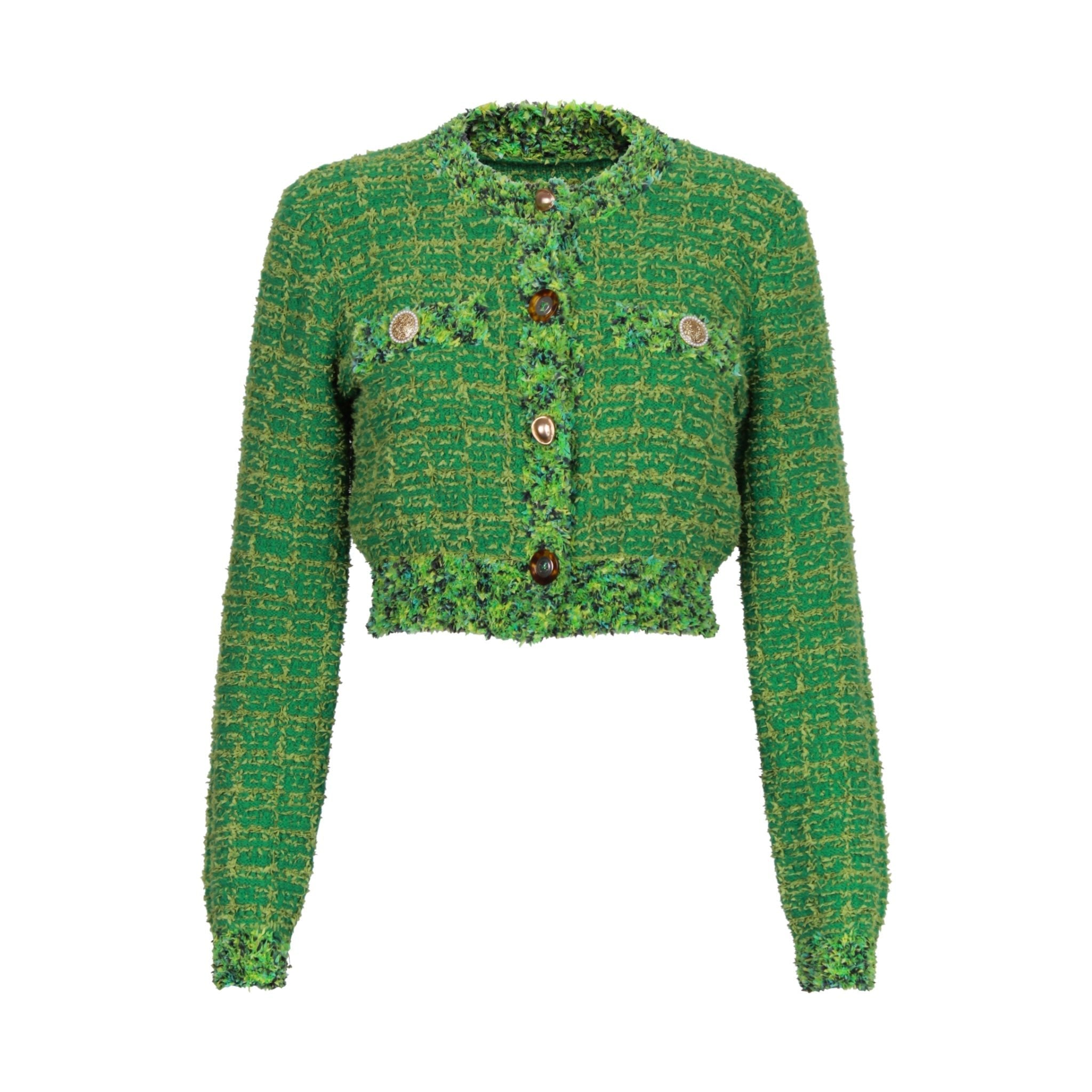 CALVIN LUO Green Butterfly Yarn Short Cardigan | MADA IN CHINA