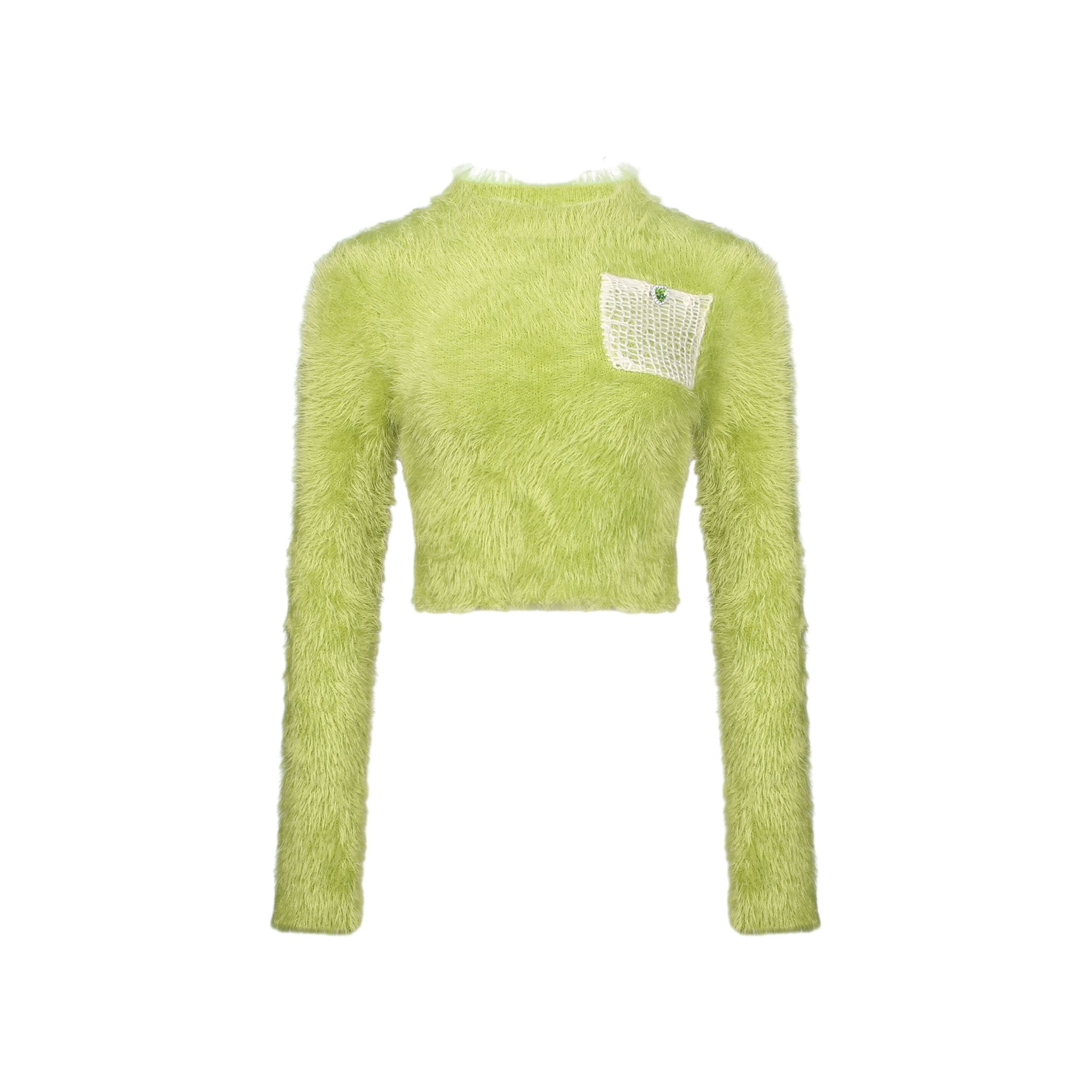 ANN ANDELMAN Green Feather Yarn Sweater | MADA IN CHINA