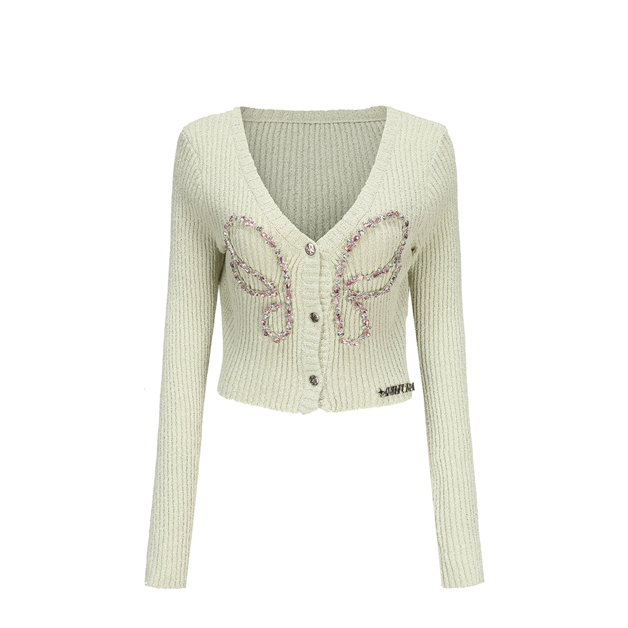 ARTE PURA Green Knit Butterfly Cardigan | MADA IN CHINA