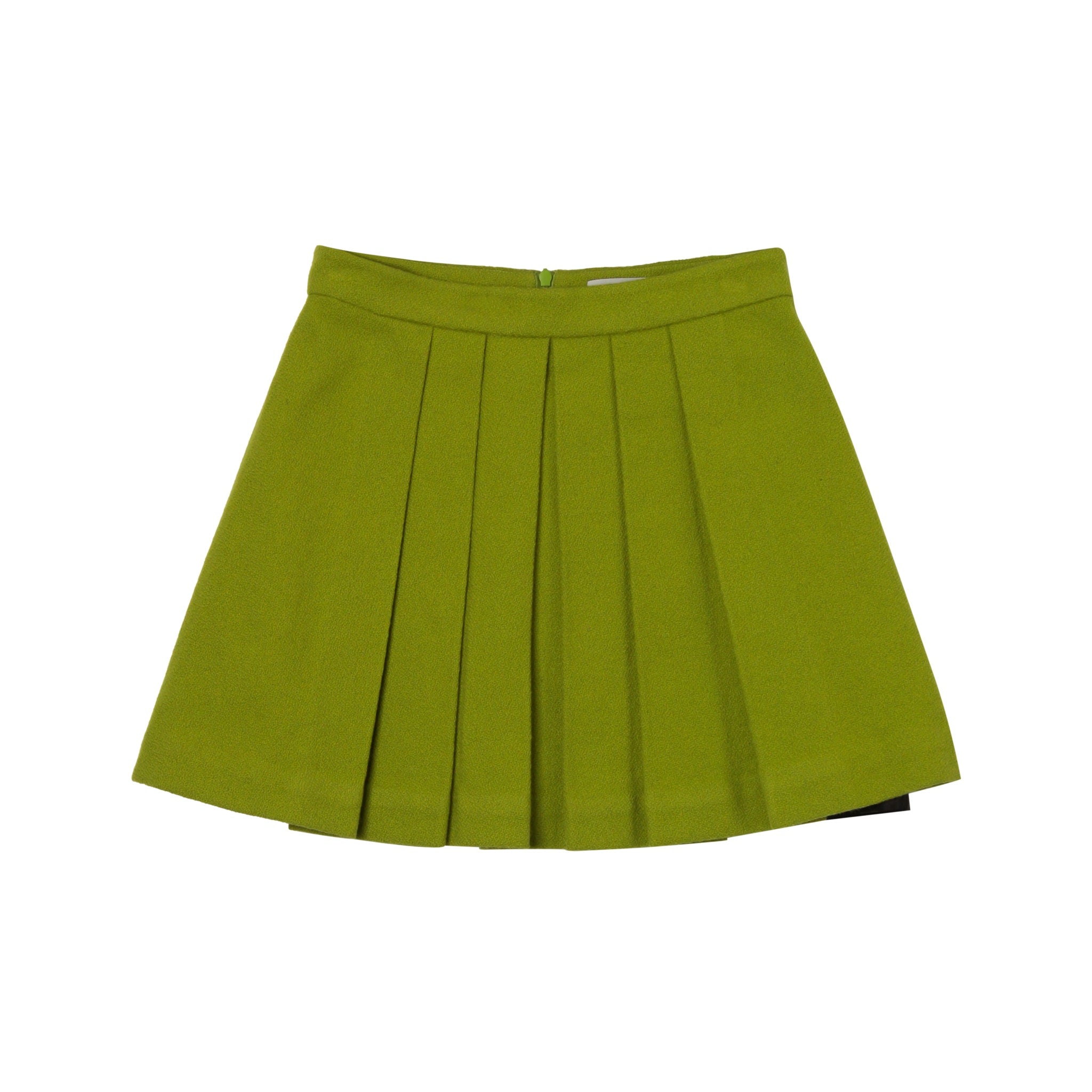 CALVIN LUO Green Symmetrical Pleated Half Skirt | MADA IN CHINA