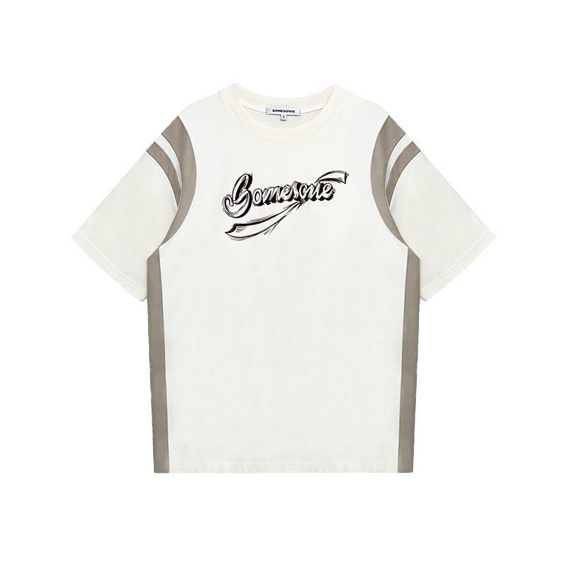 SOMESOWE Grey And White Logo T-Shirt With Graffiti Prints | MADA IN CHINA