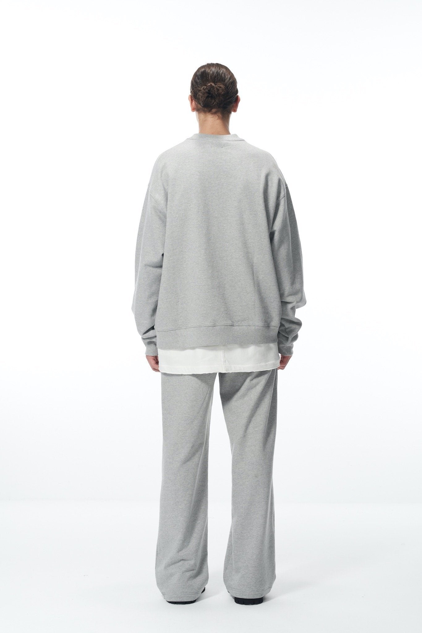 ATTEMPT Grey Basic Logo Print Crewneck Sweater | MADA IN CHINA