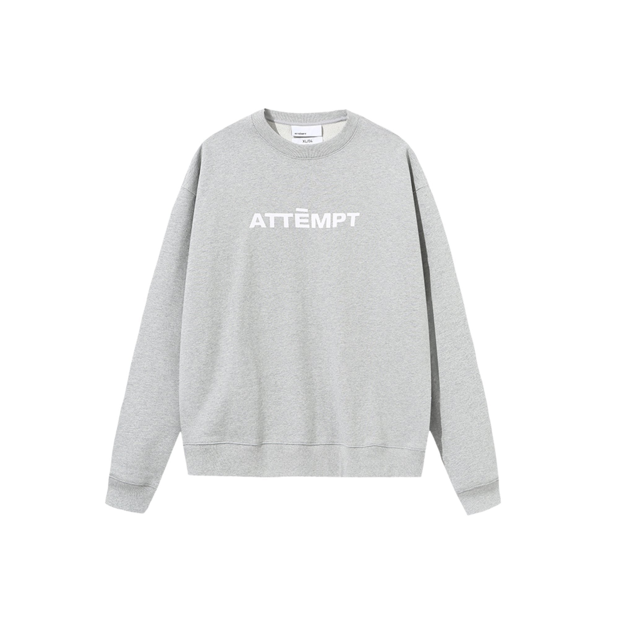 ATTEMPT Grey Basic Logo Print Crewneck Sweater | MADA IN CHINA