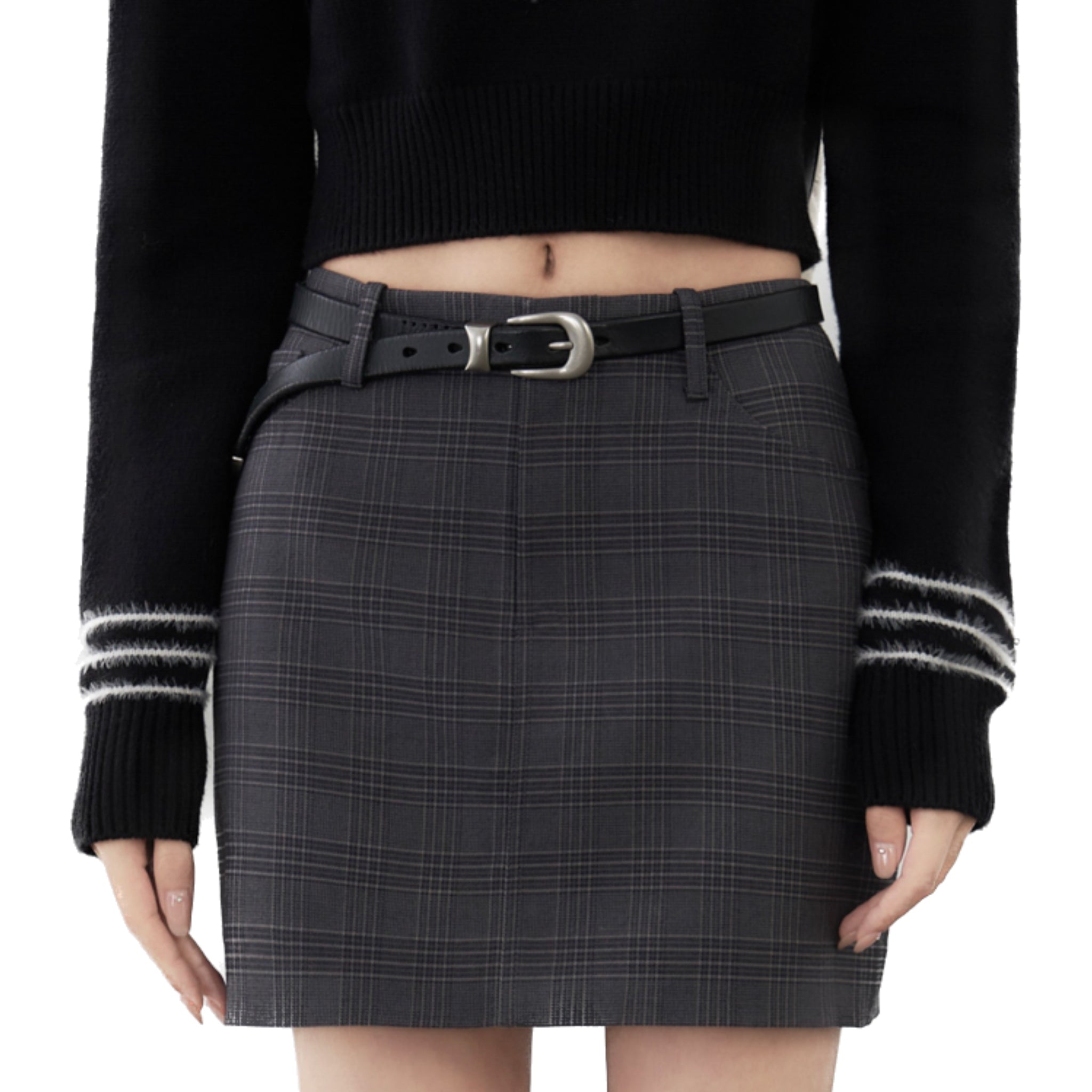 SOMESOWE Grey Checkered Skirt | MADA IN CHINA