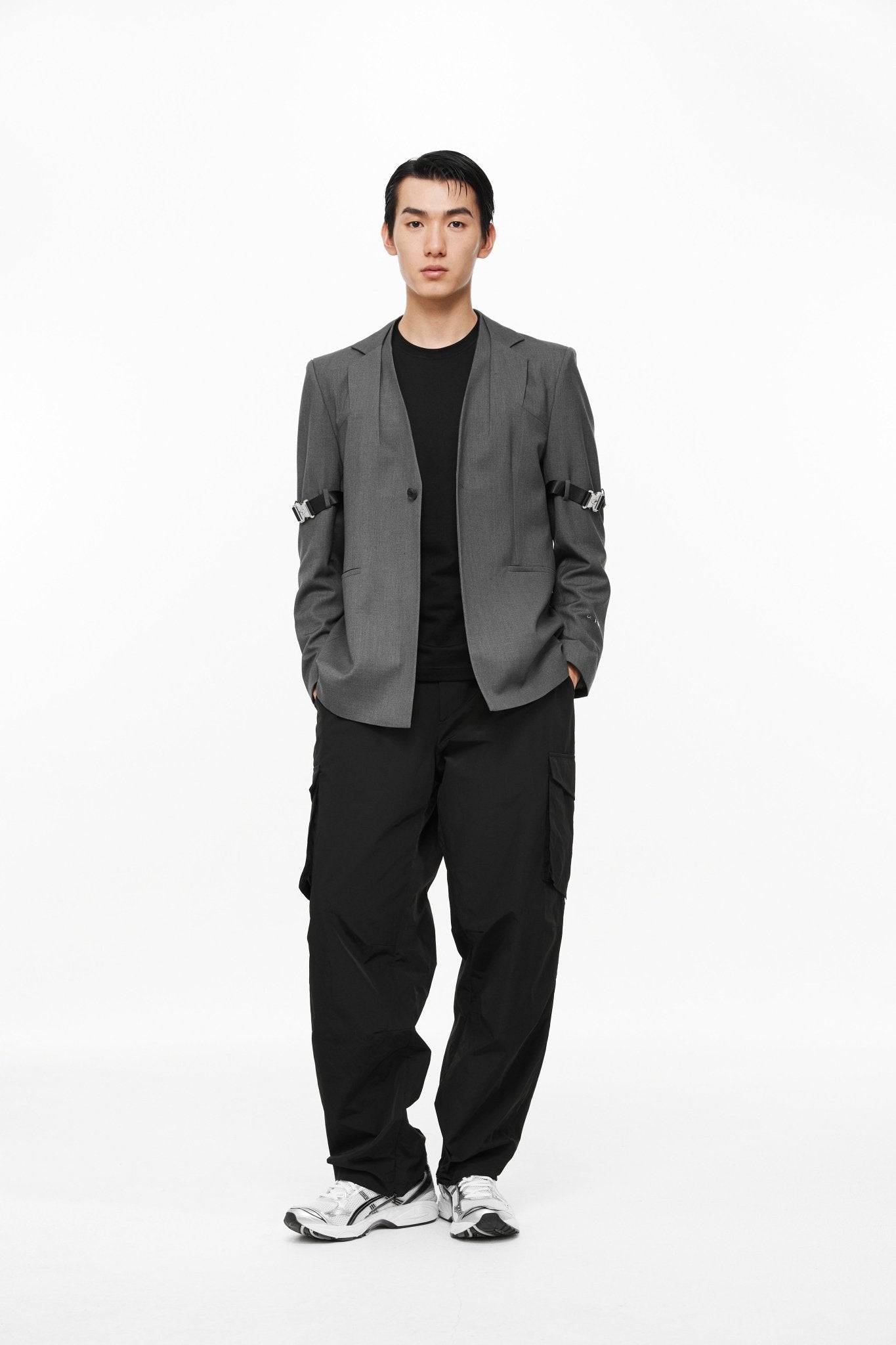 UNAWARES Grey Deconstructed Double Layer Single Breasted Suit | MADA IN CHINA