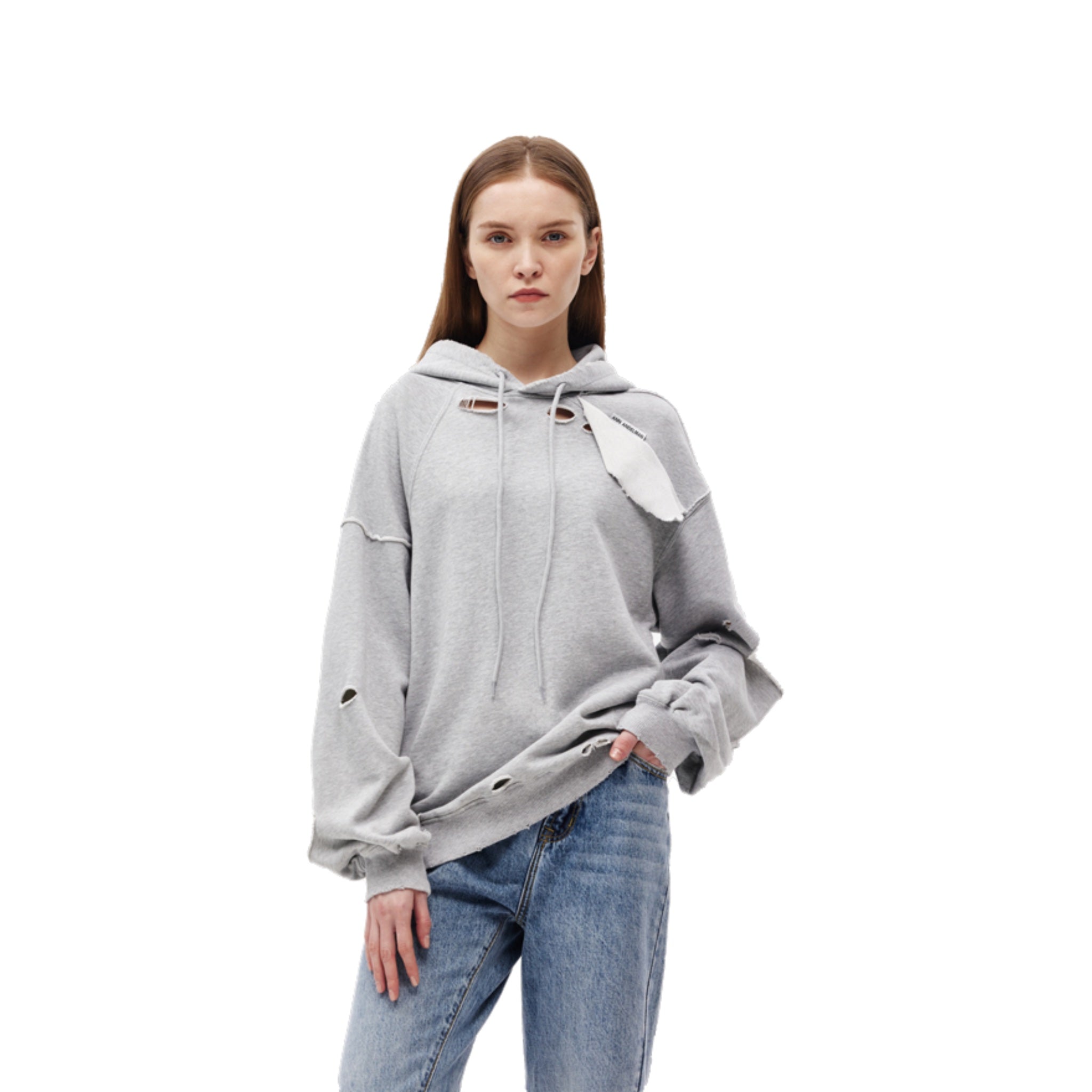 ANN ANDELMAN Grey Destruction Sweatshirt | MADA IN CHINA