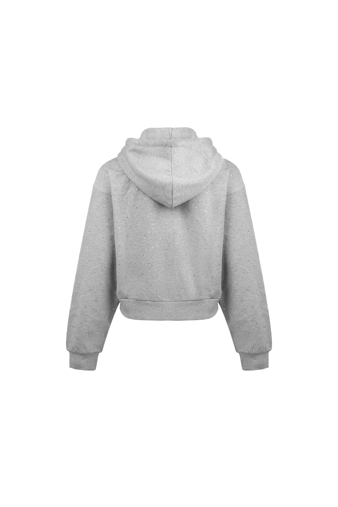 ANN ANDELMAN Grey Diamante Embellished Zipper Hoodie | MADA IN CHINA