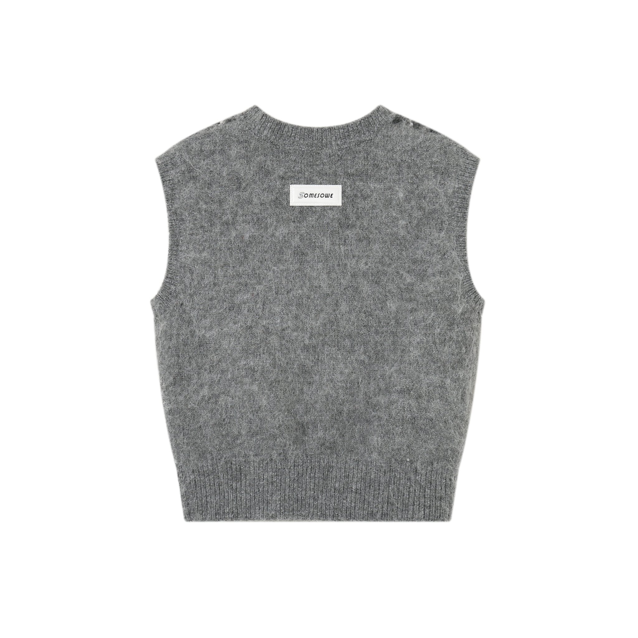 SOMESOWE Grey Diamond Pattern Short Vest | MADA IN CHINA