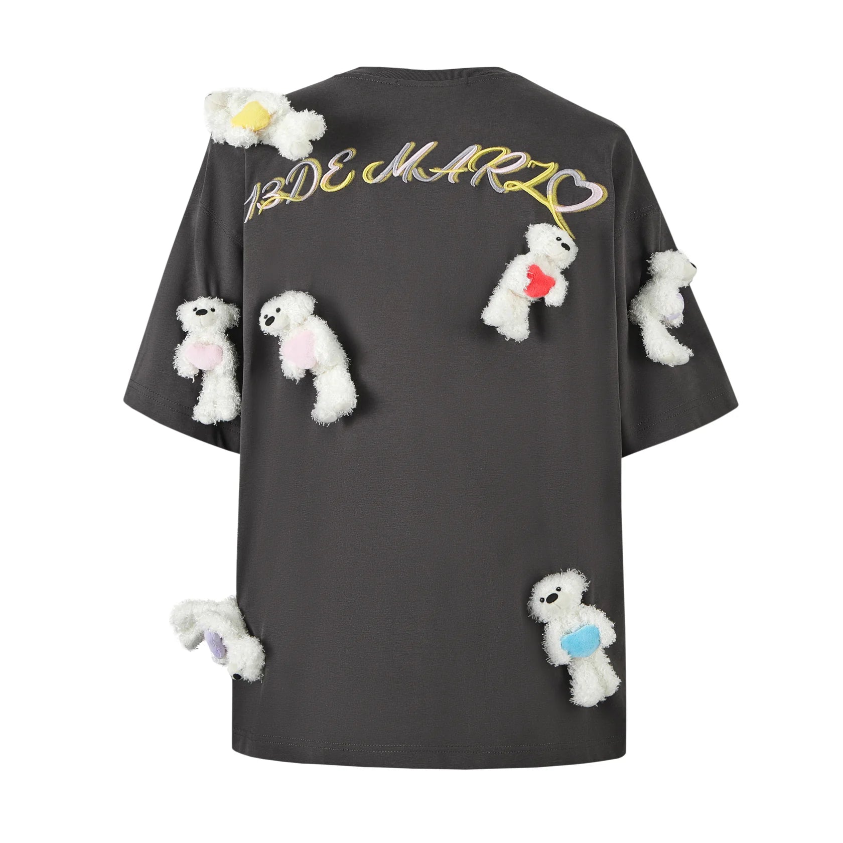 13DE MARZO Grey Doozoo Heart Luminous T-shirt | MADA IN CHINA